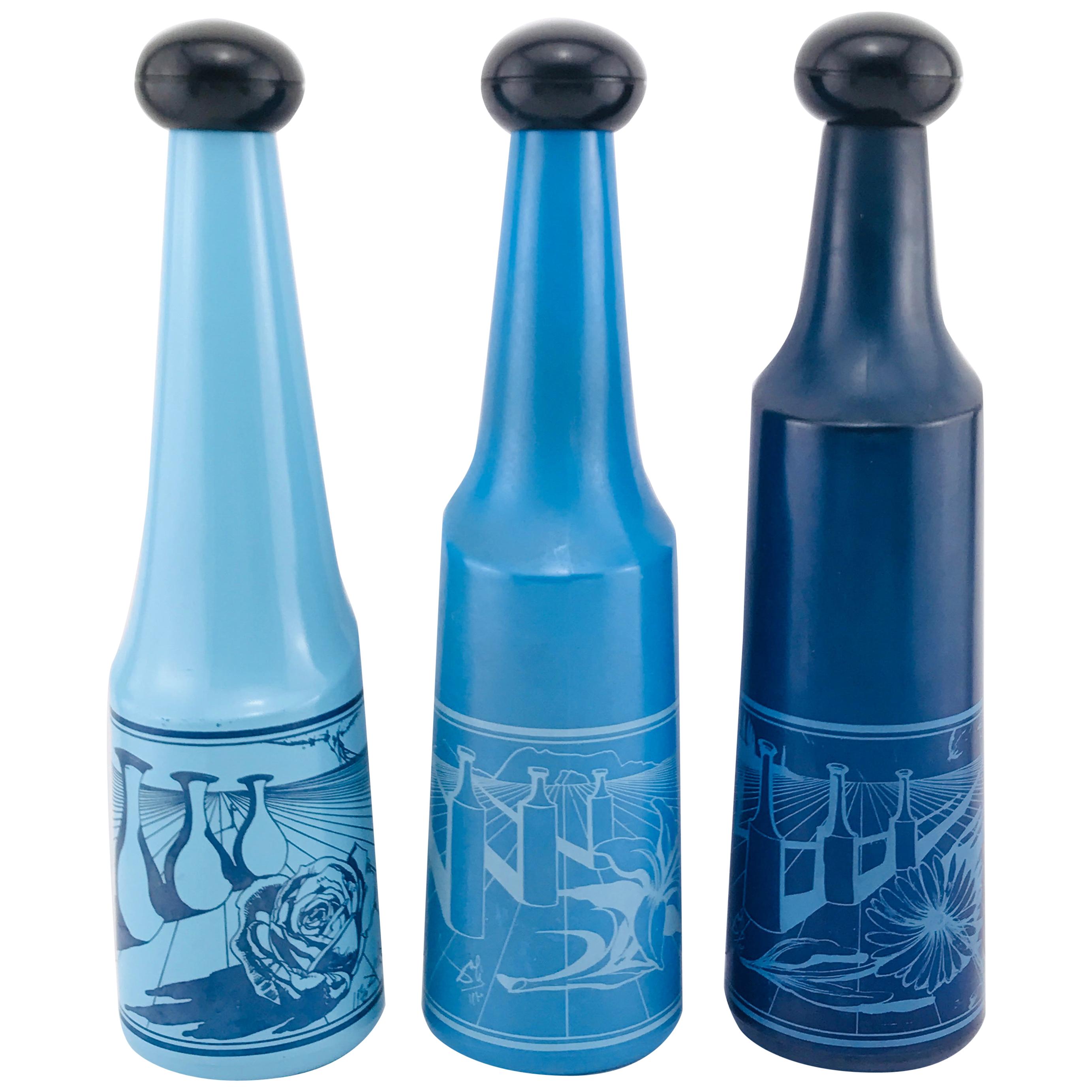 Salvador Dali for Rosso Antico Surrealist Design Glass Bottles, Signed, 1970s