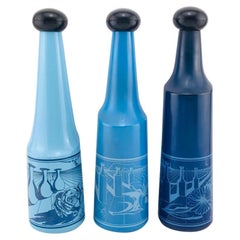 Retro Salvador Dali for Rosso Antico Surrealist Design Glass Bottles, Signed, 1970s
