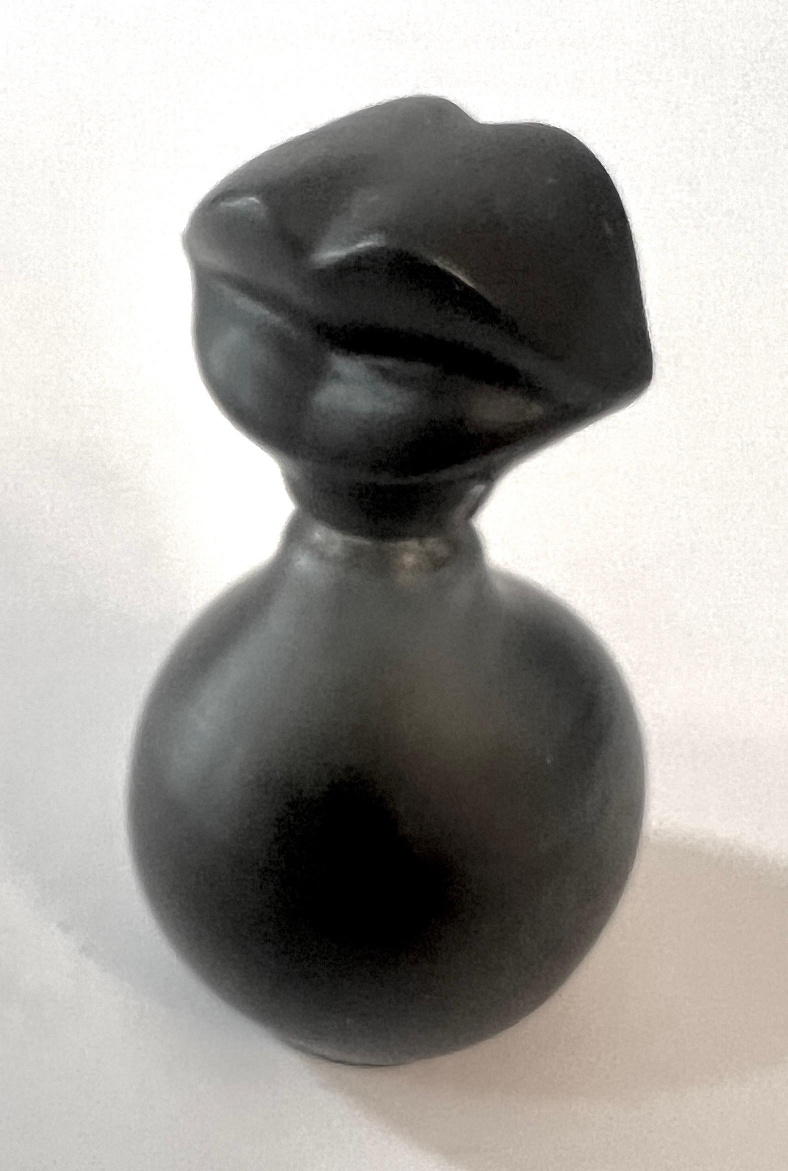 Modern Salvador Dali French Black Perfume Bottle with Lips For Sale