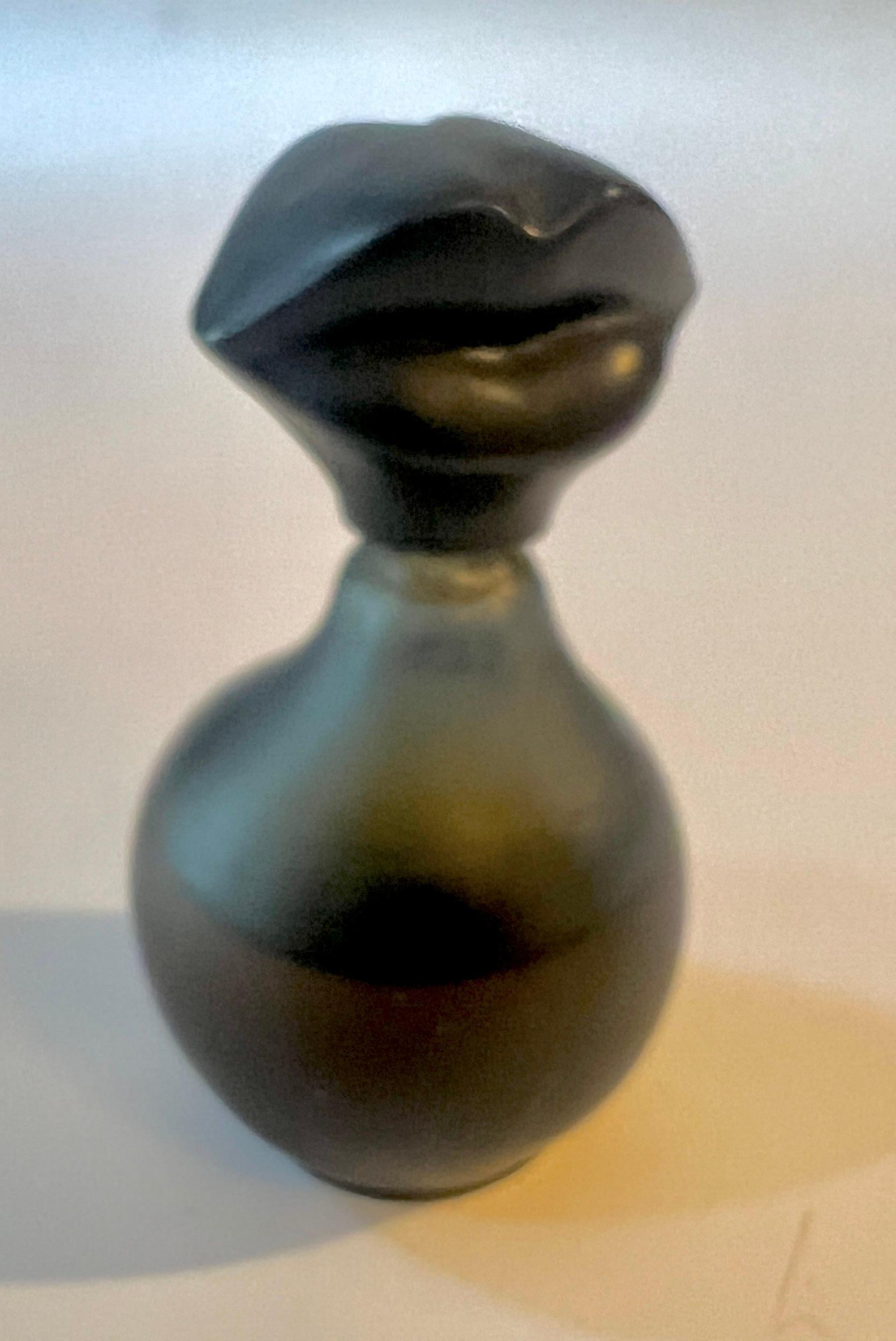 Resin Salvador Dali French Black Perfume Bottle with Lips For Sale
