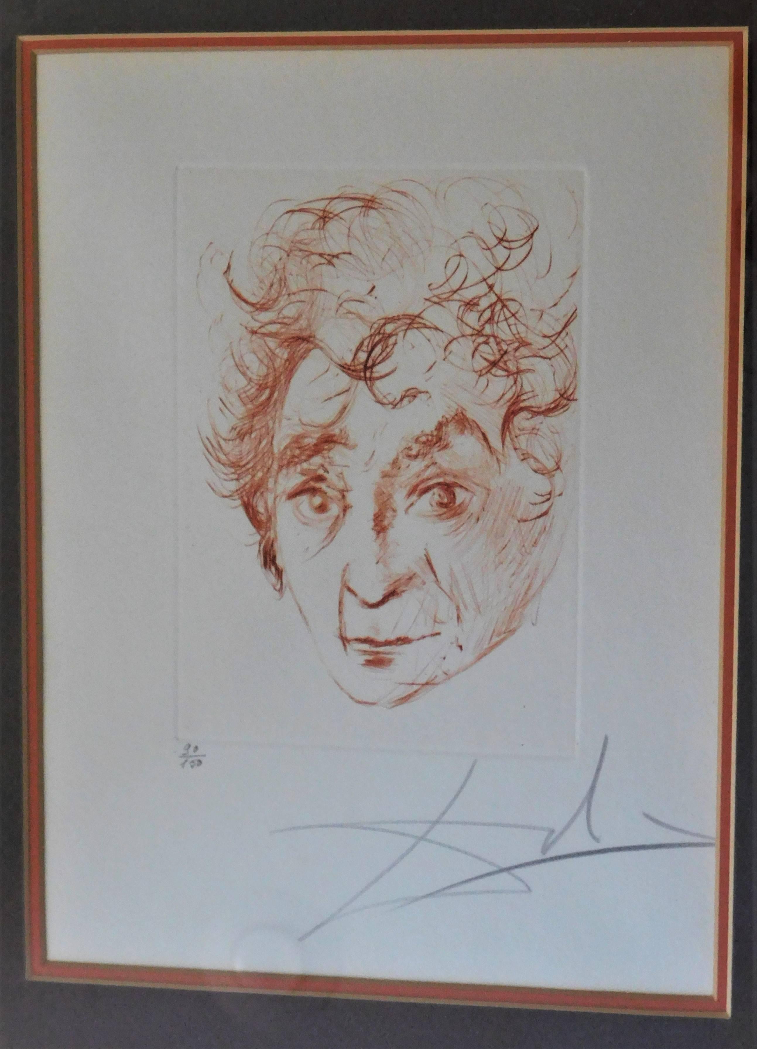 This midcentury hand signed Salvador Dali (1904-1989) abstract print of 