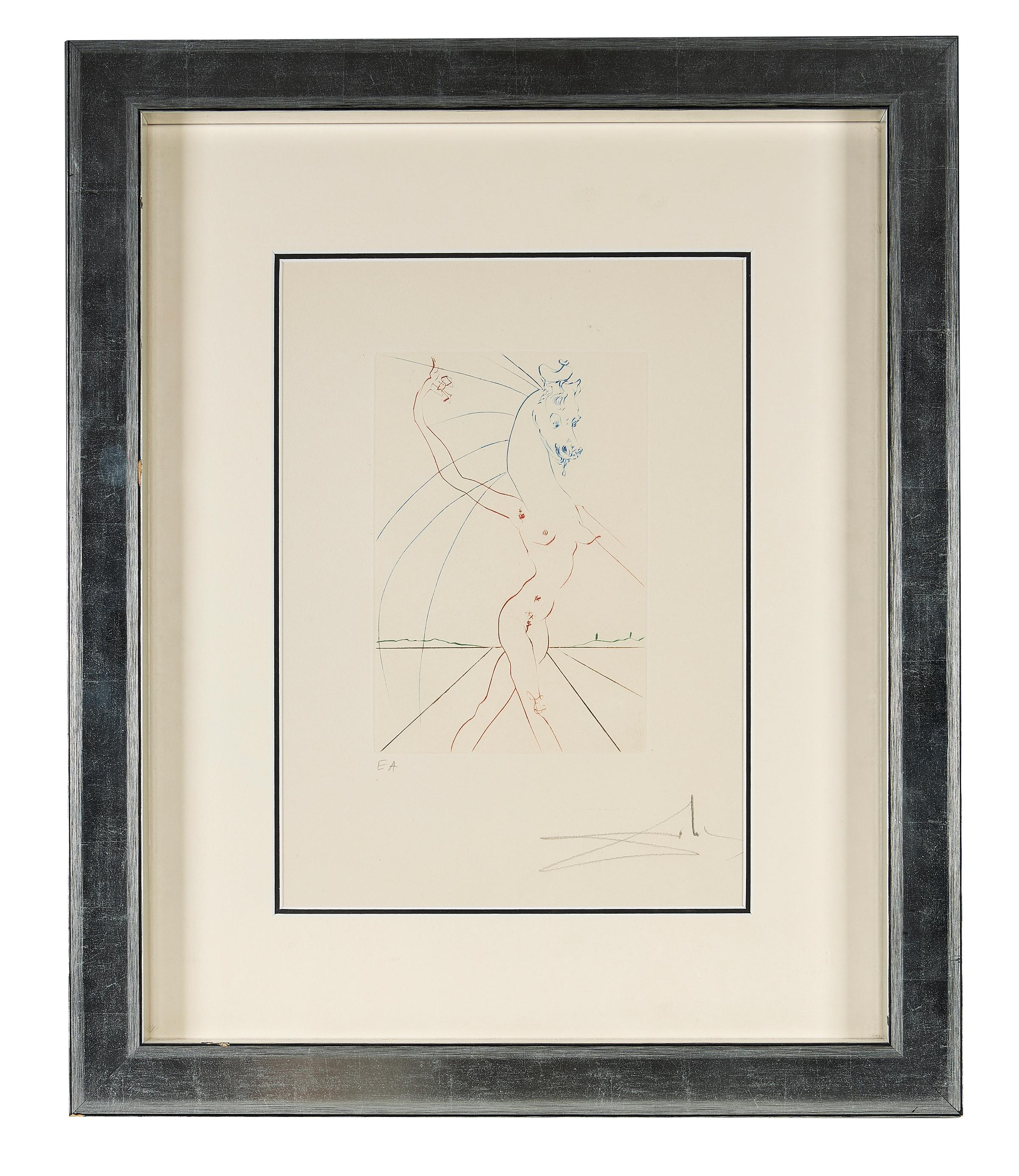 Salvador Dali (Spanish, 1908-1989), 'Hippofemme', 1973, dry point etching, signed, artist's proof (edition of 175), framed, published Micheler and Lopsinge, Catalogue Raisonne.