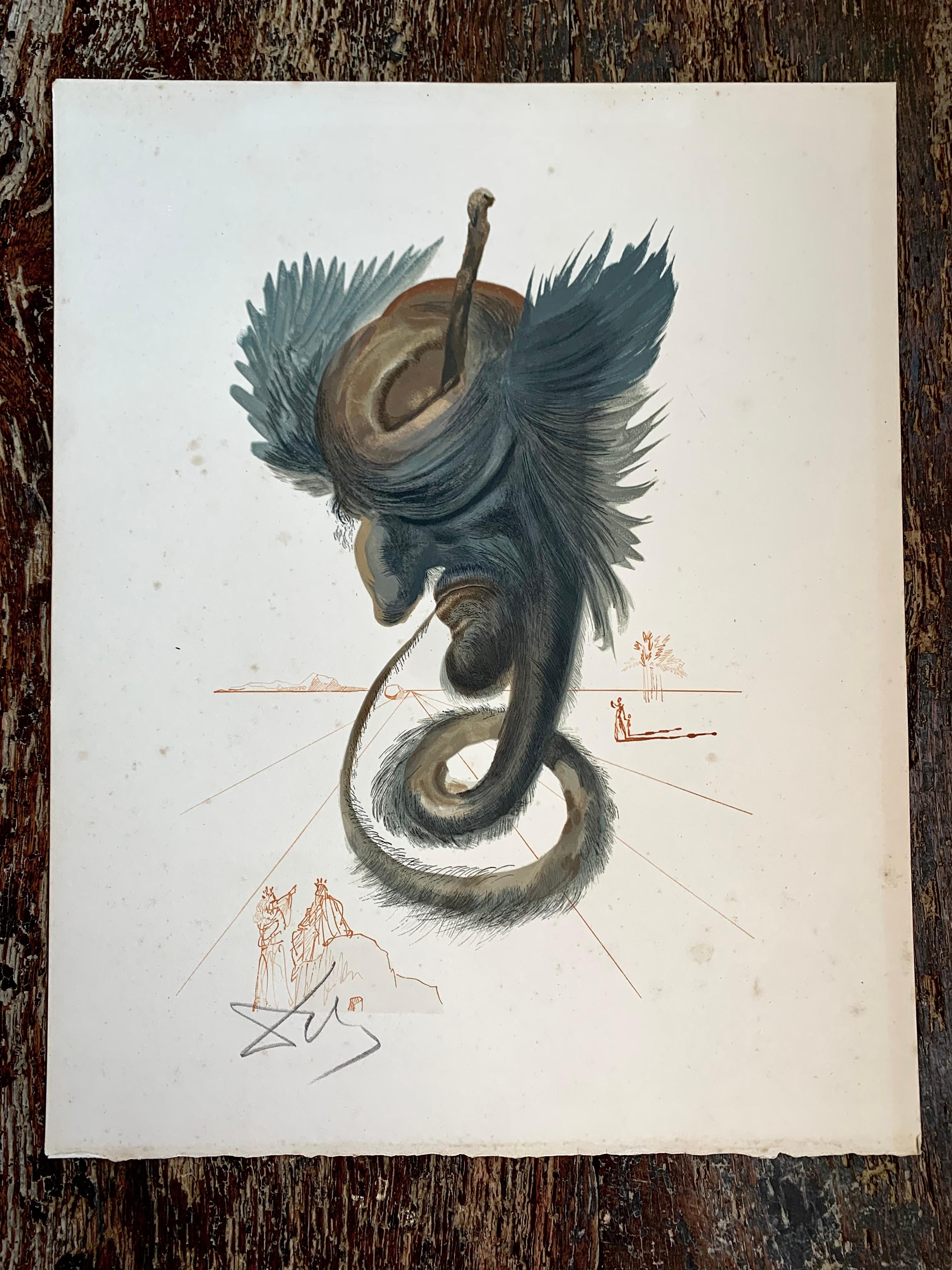 French Salvador Dali, « Inferno Canto 20 Diviners and Sorceres » 1970 Signed
