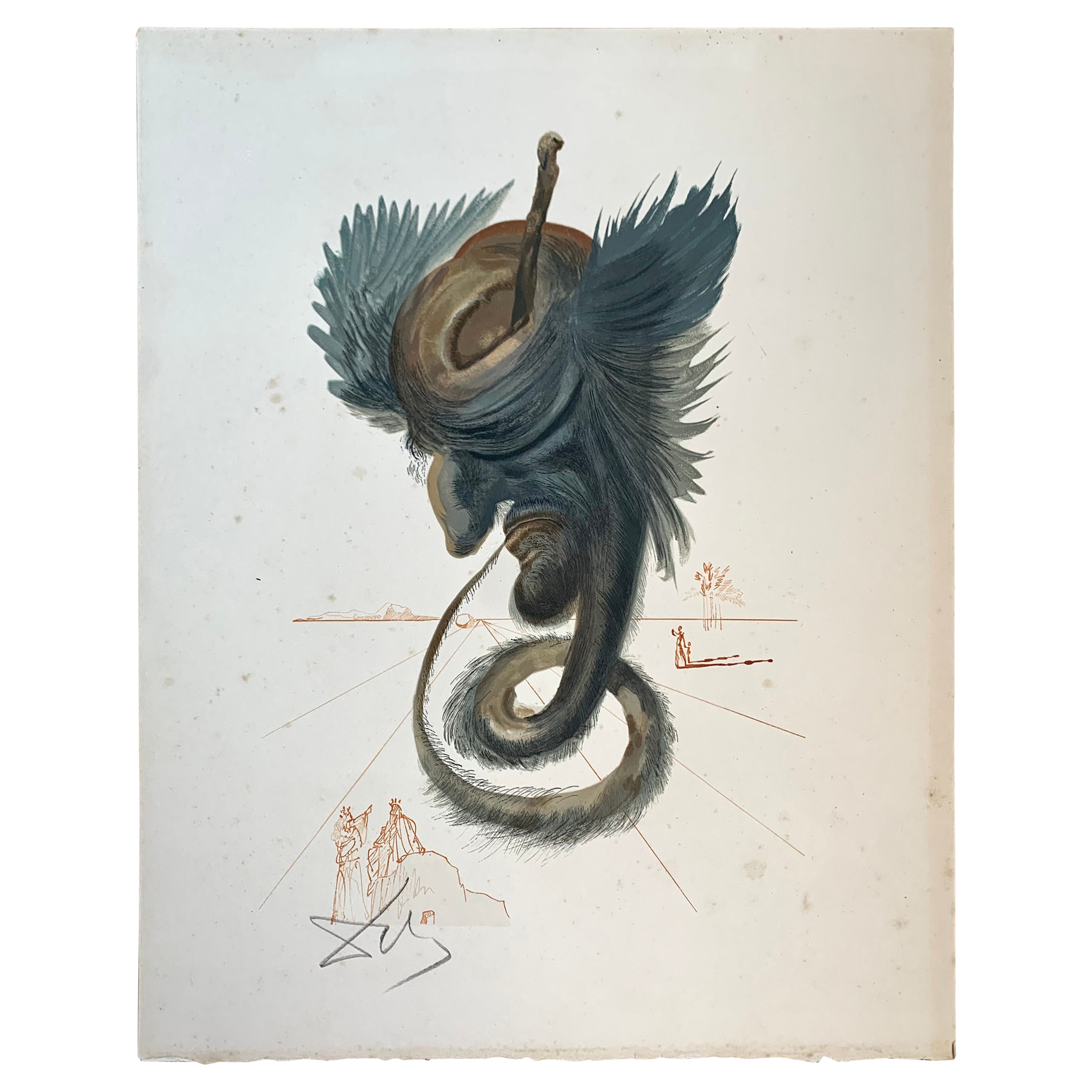 Salvador Dali, Inferno Canto 20Diviners and Sorceres, 1970, signé