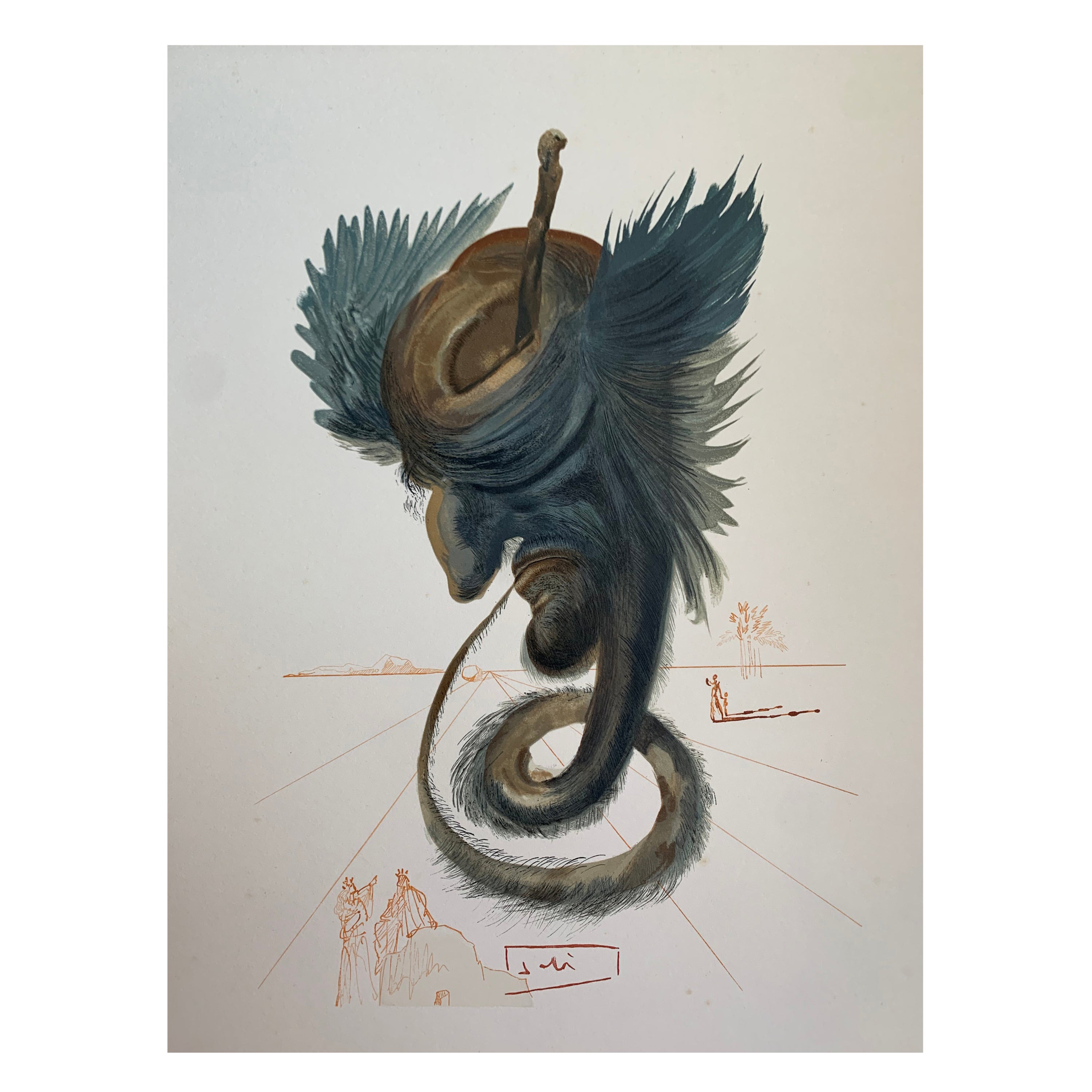 Salvador Dali, gravure « Inferno Canto 20 Diviners and Sorceres », 1970 en vente