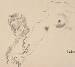Salvador Dalí Ink Drawing on Paper
