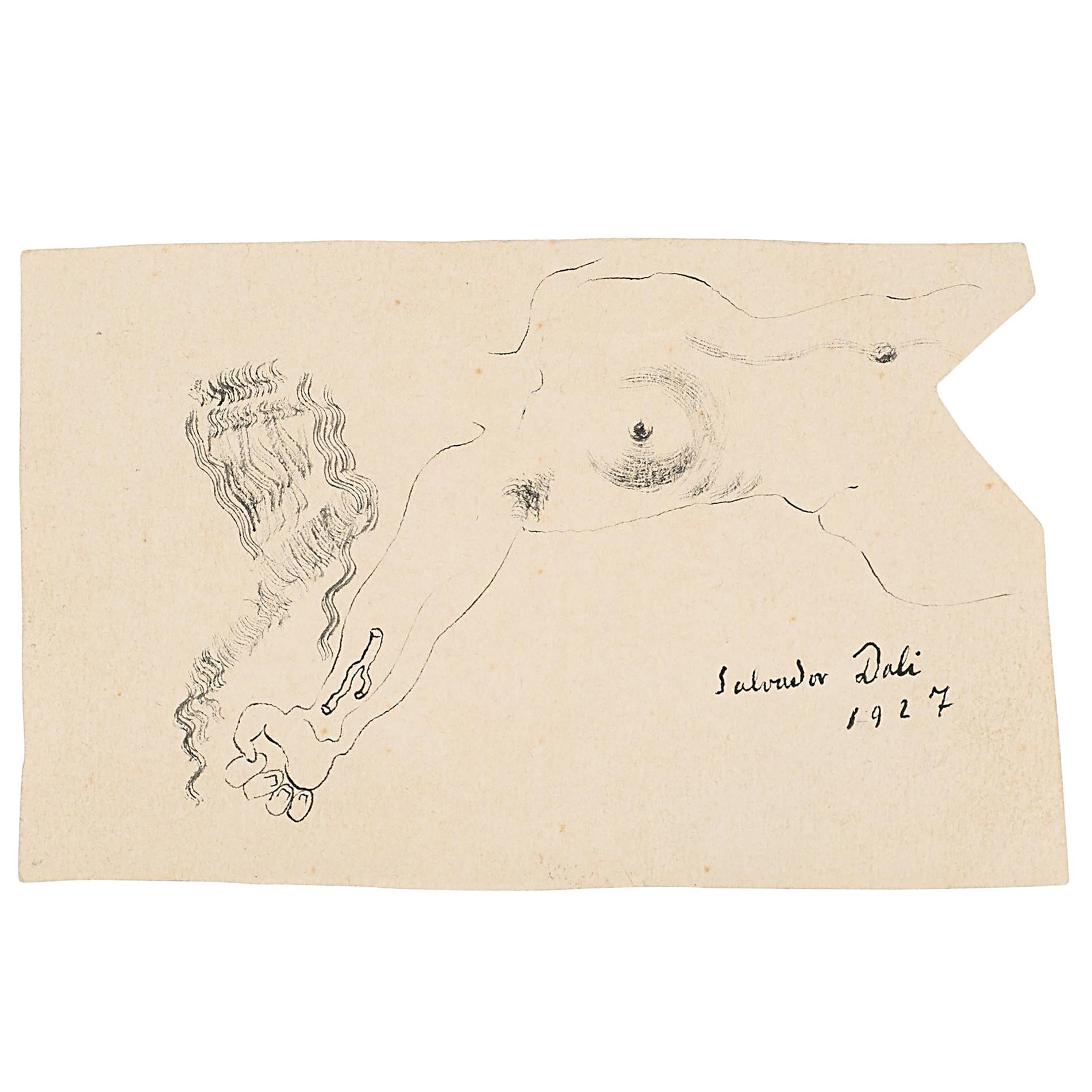 Salvador Dalí Ink Drawing on Paper For Sale