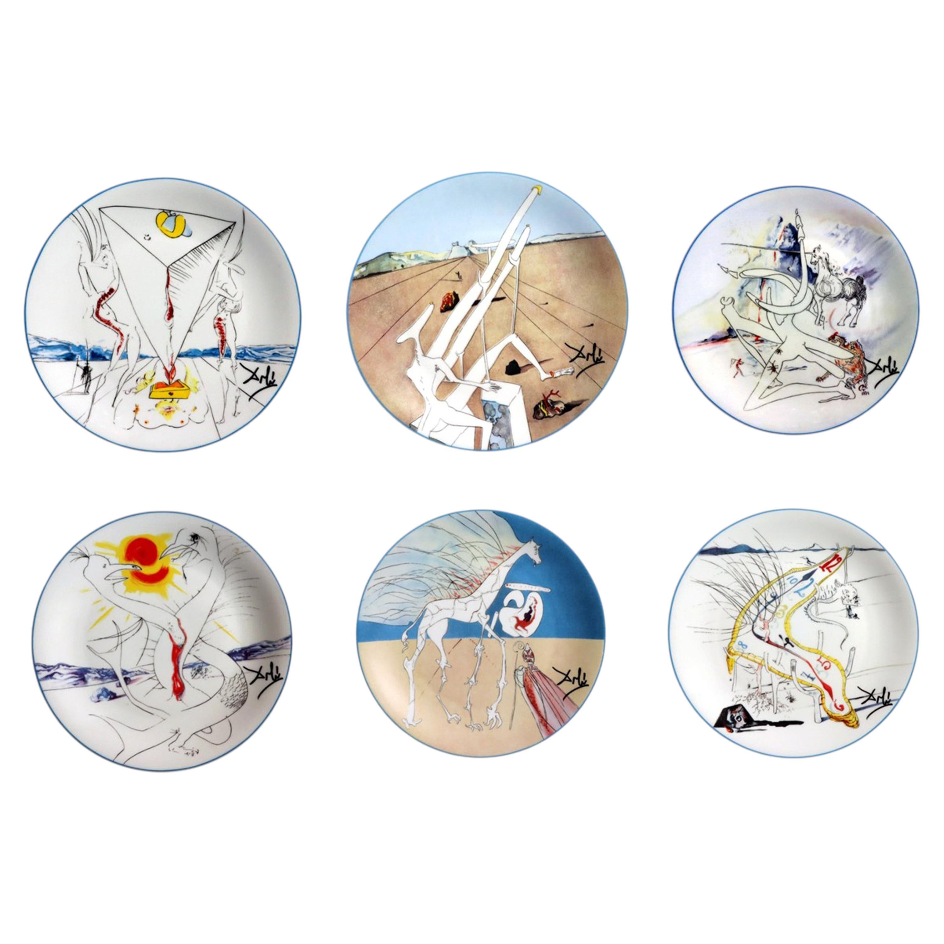 Salvador Dalí "La Conquête du Cosmos" Limoges Porcelain Cabinet Plates