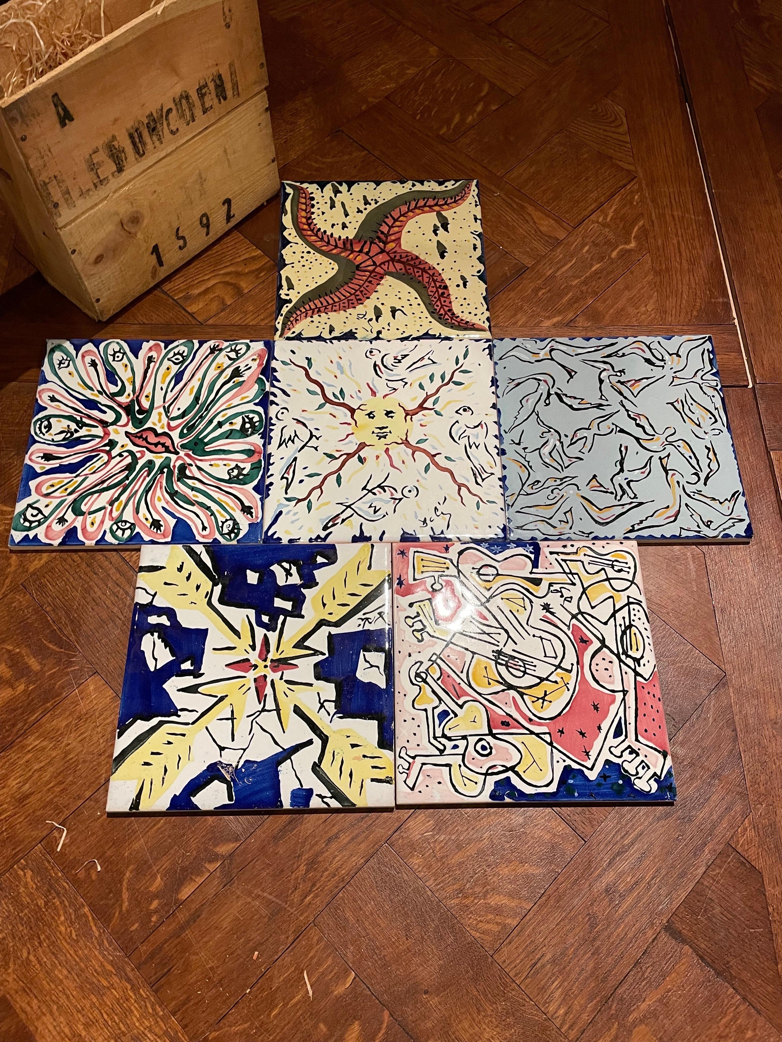 “La Suite Catalane”
Complete set of 6 painted and glazed ceramic tiles after paintings by the artist
Spain, 1954. Stamped 1954 verso
Salvador Dali´ (1904-1989) – Spanish painter and sculptor, important representatives of surrealism
Manufactured