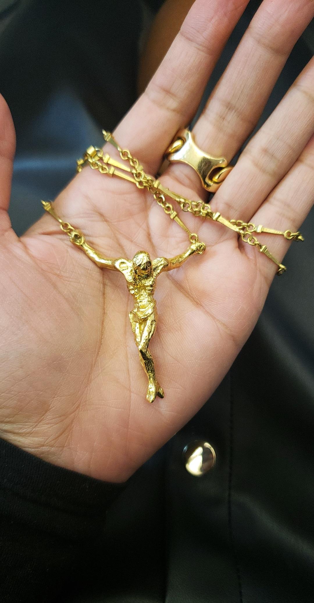 Salvador Dali Large Christ Saint John On The Cross Gold Convertible Necklace 7