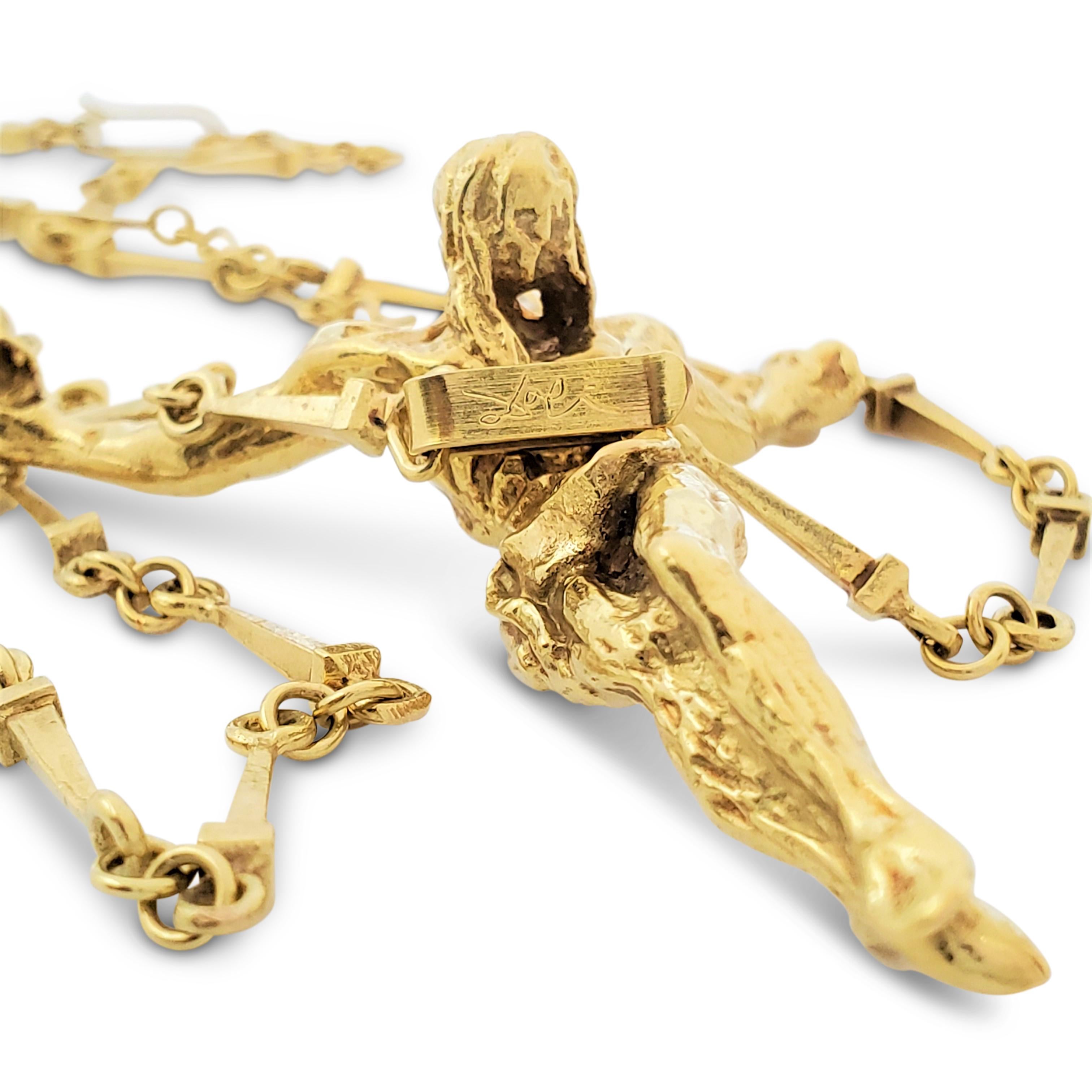 Salvador Dali Large Christ Saint John On The Cross Gold Convertible Necklace 4