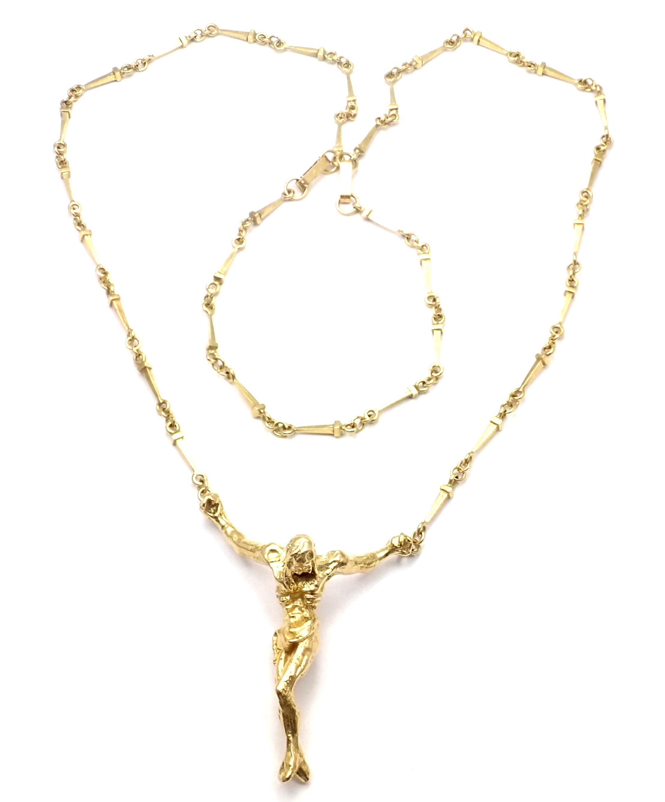 Salvador Dali Large Christ Saint John on The Cross Yellow Gold Bracelet Necklace For Sale 4