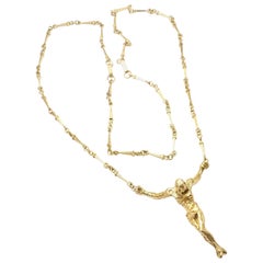 Salvador Dali Large Christ Saint John on The Cross Yellow Gold Bracelet Necklace