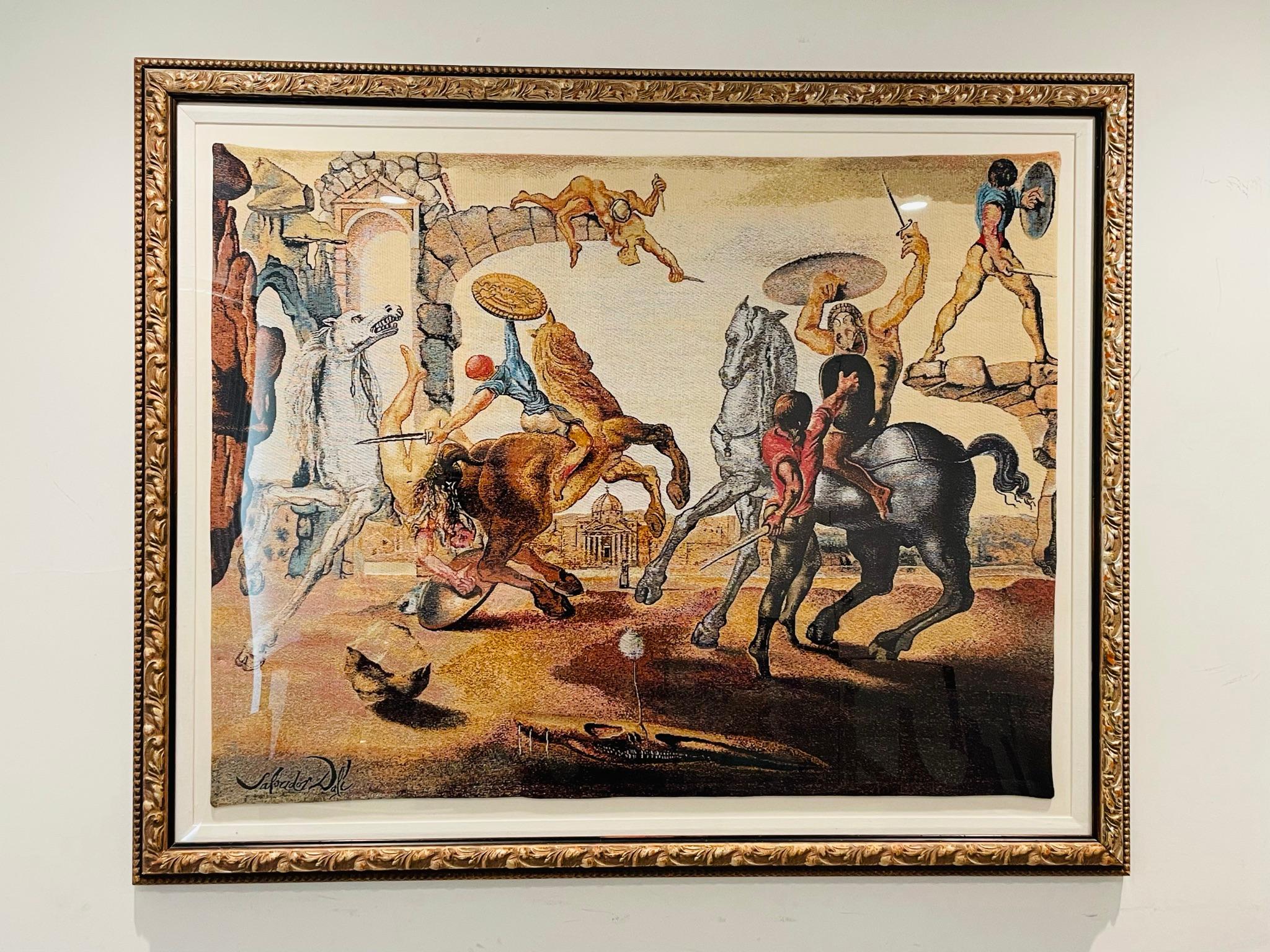Extremely rare and original jacquard woven tapestry by Salvador Dali titled, 