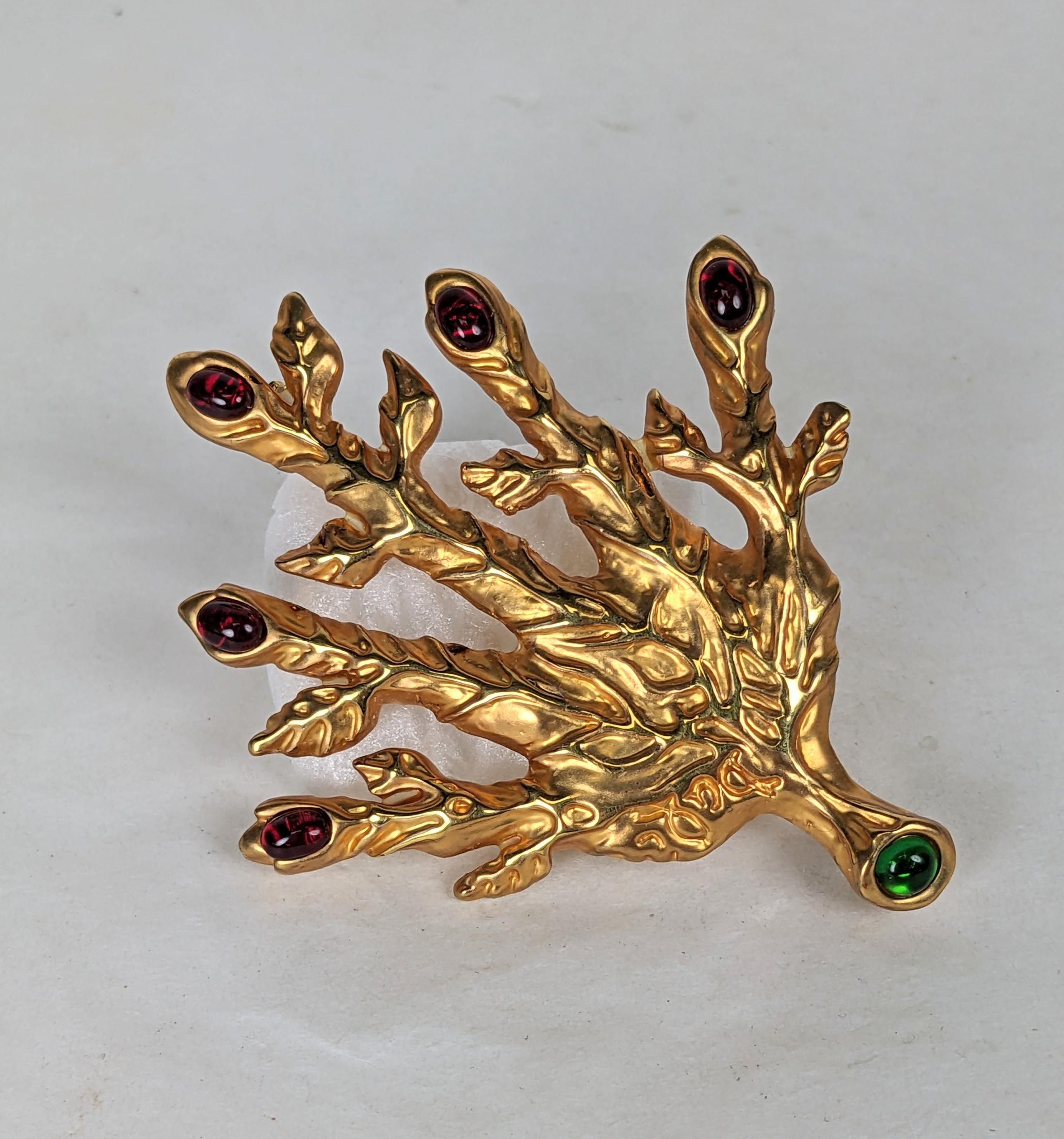 Artisan Salvador Dali Leaf Veined Hand Brooch: Vegetal Vision For Sale