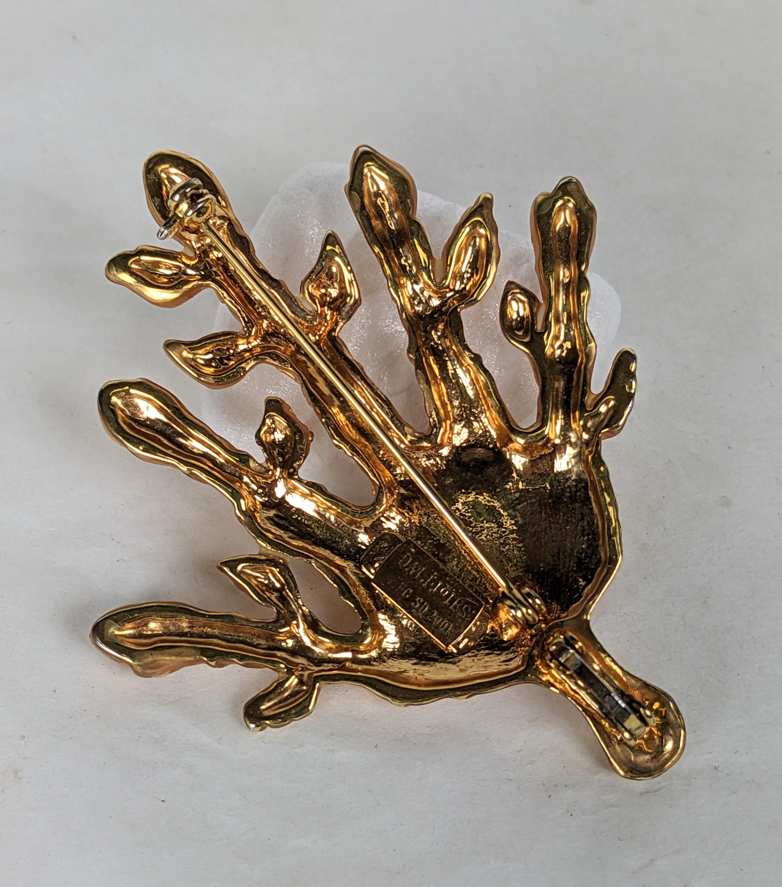 Salvador Dali Leaf Veined Hand Brooch: Vegetal Vision In Excellent Condition For Sale In New York, NY
