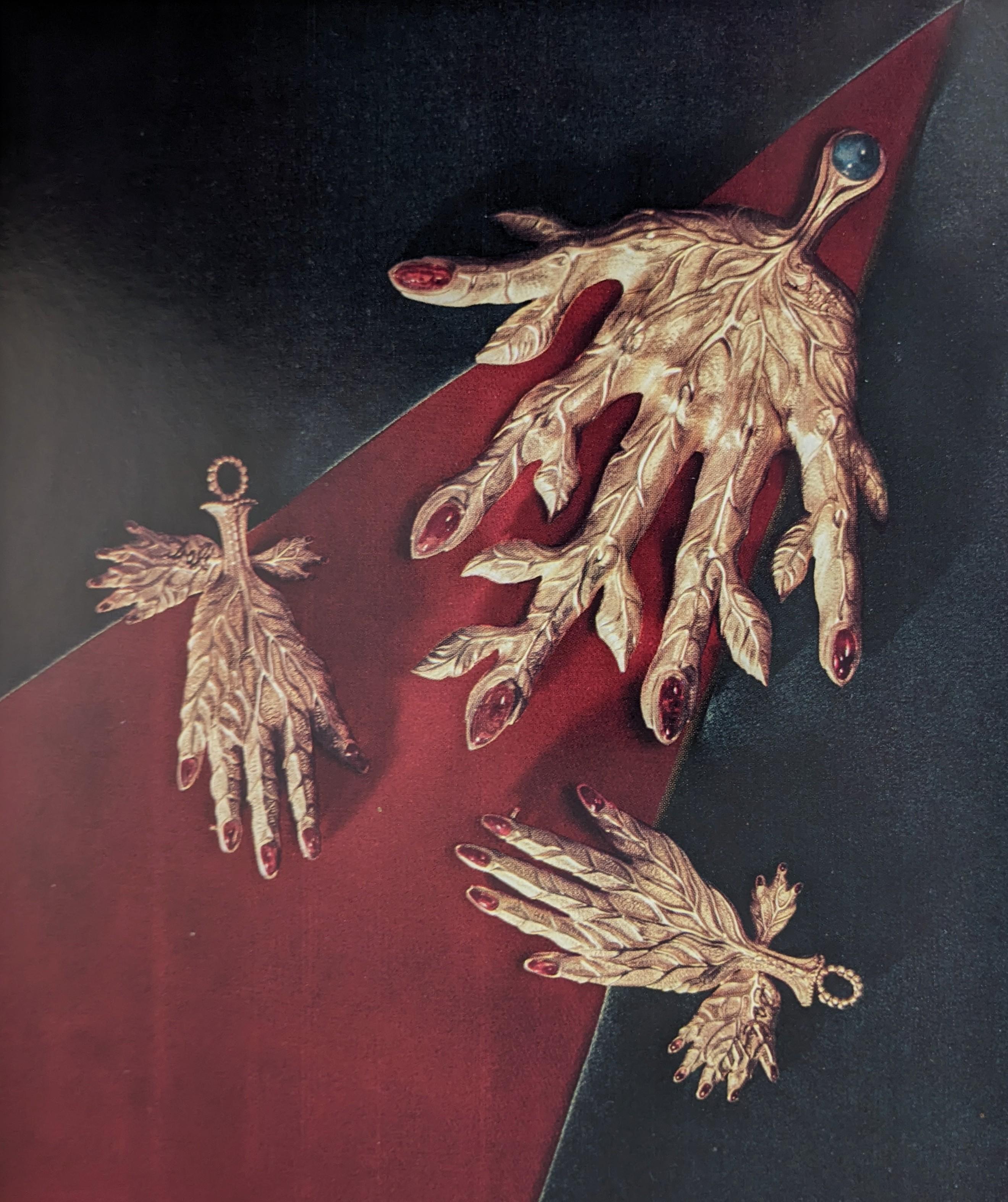 Salvador Dali Leaf Veined Hand Brooch: Vegetal Vision For Sale 1
