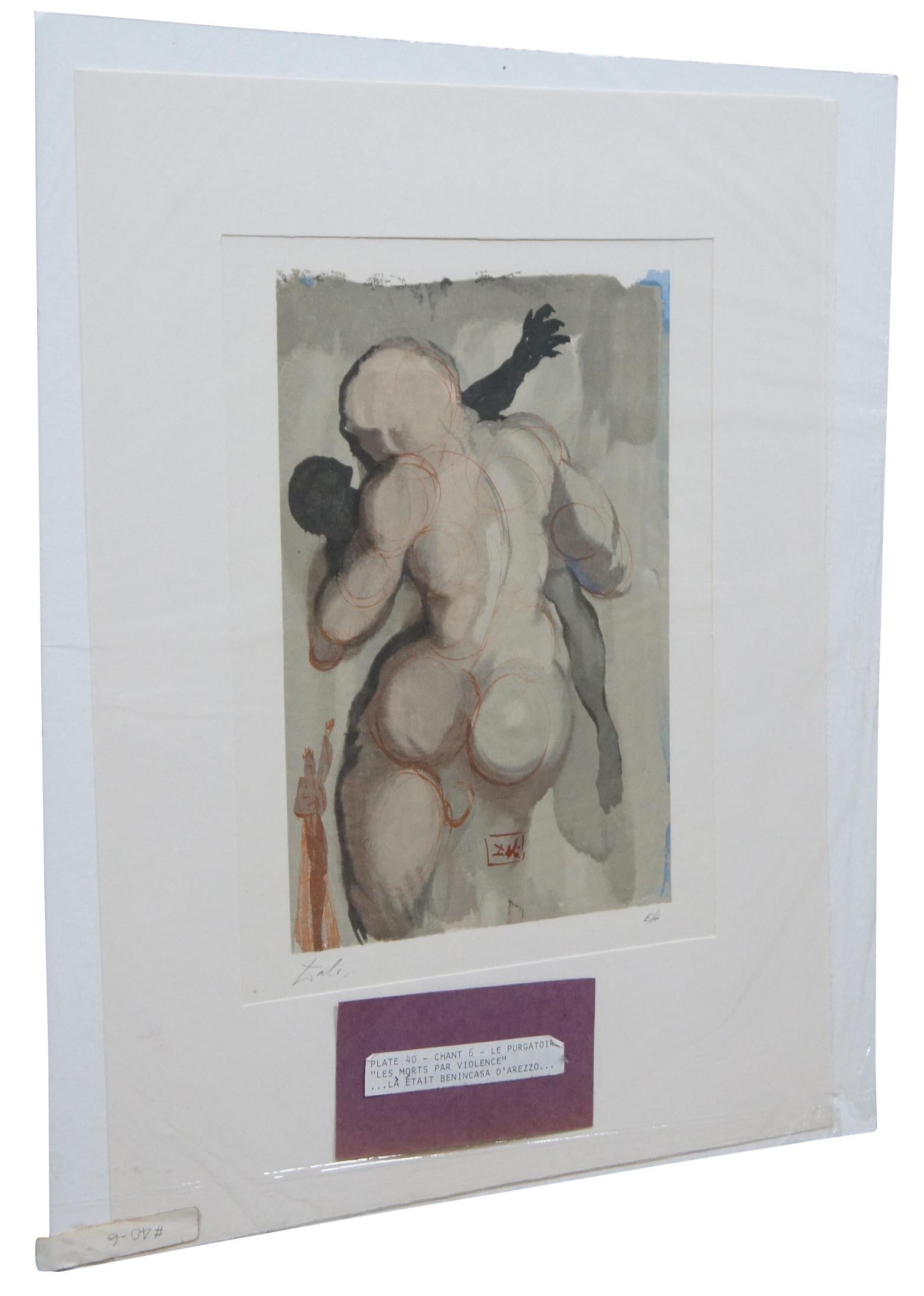 Expressionist Salvador Dali Les Morts par Violence Divine Comedy Woodcut Engraving Purgatory 6