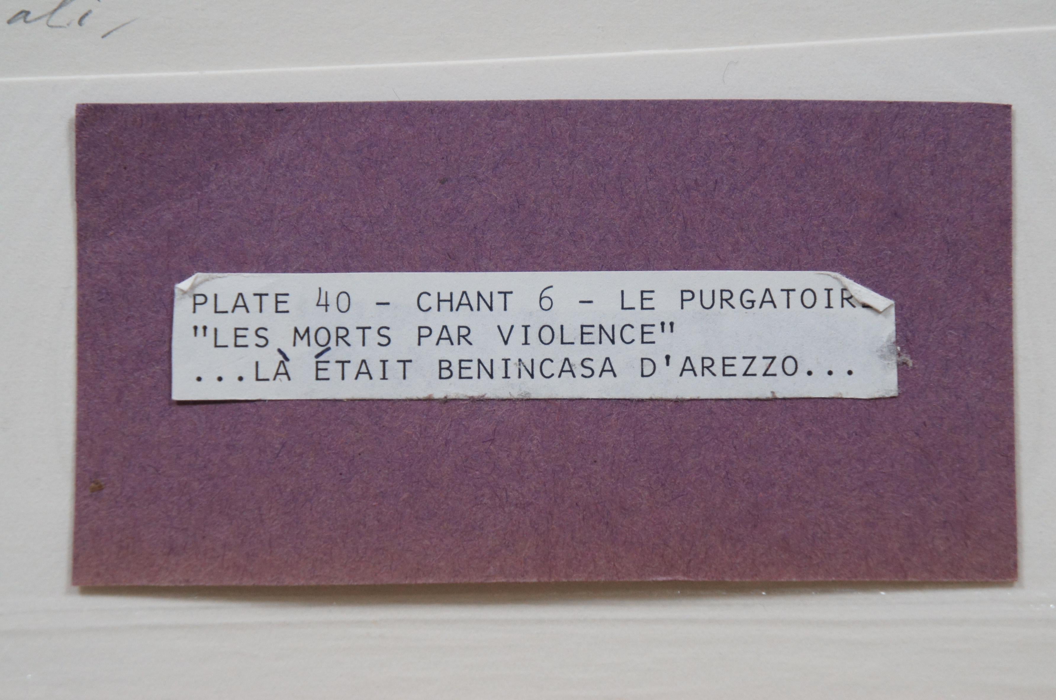 Paper Salvador Dali Les Morts par Violence Divine Comedy Woodcut Engraving Purgatory 6