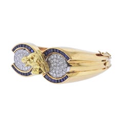 Salvador Dali Limited Edition Diamond Sapphire Gold Horse Head Bracelet