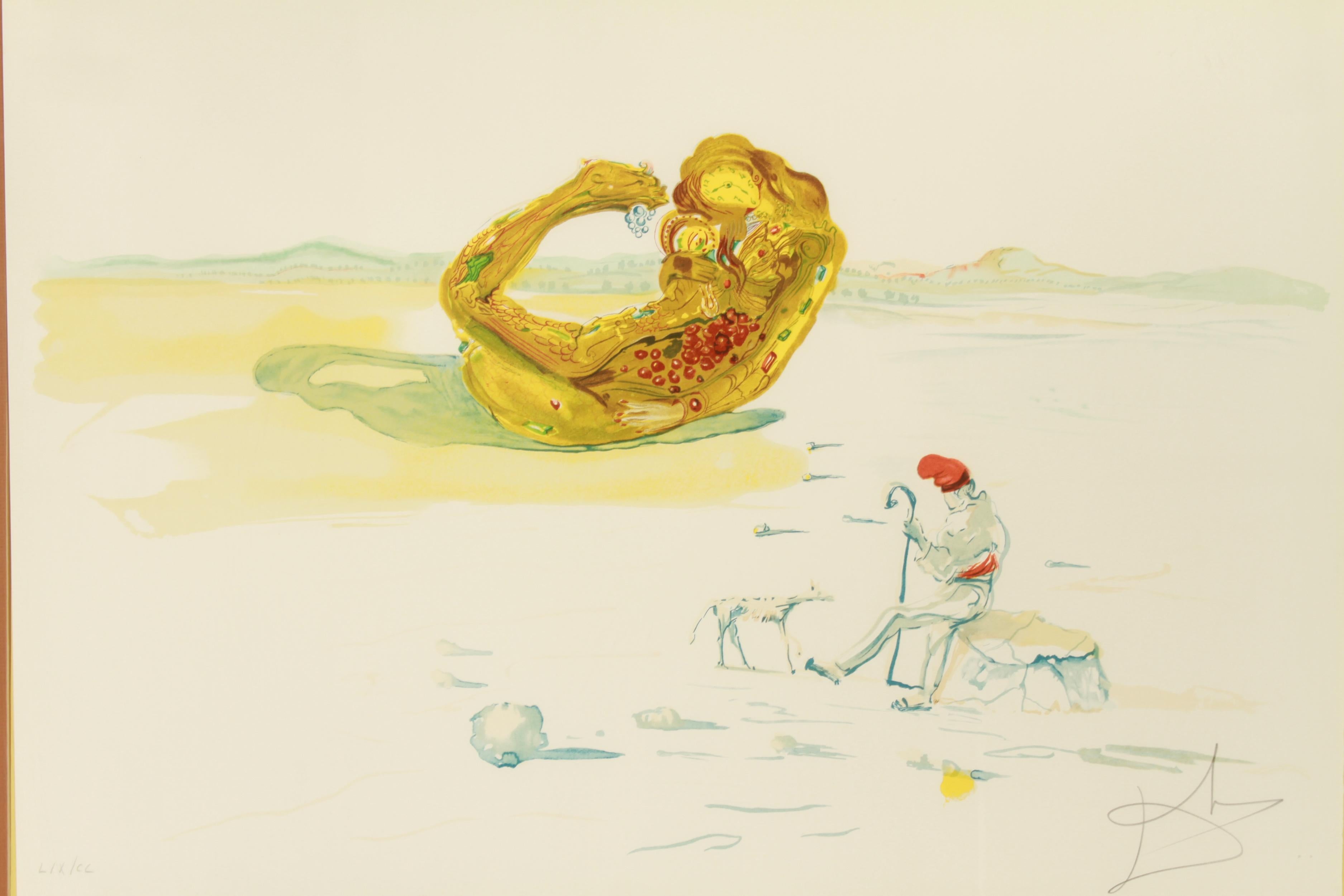 Fin du 20e siècle Lithographie de Salvador Dali avec paysage surréaliste en vente