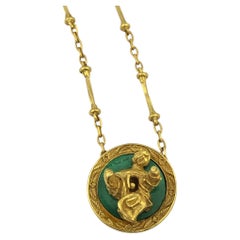 Salvador Dali Madonna De Port Lligat Gold and Malachite Pendant Necklace