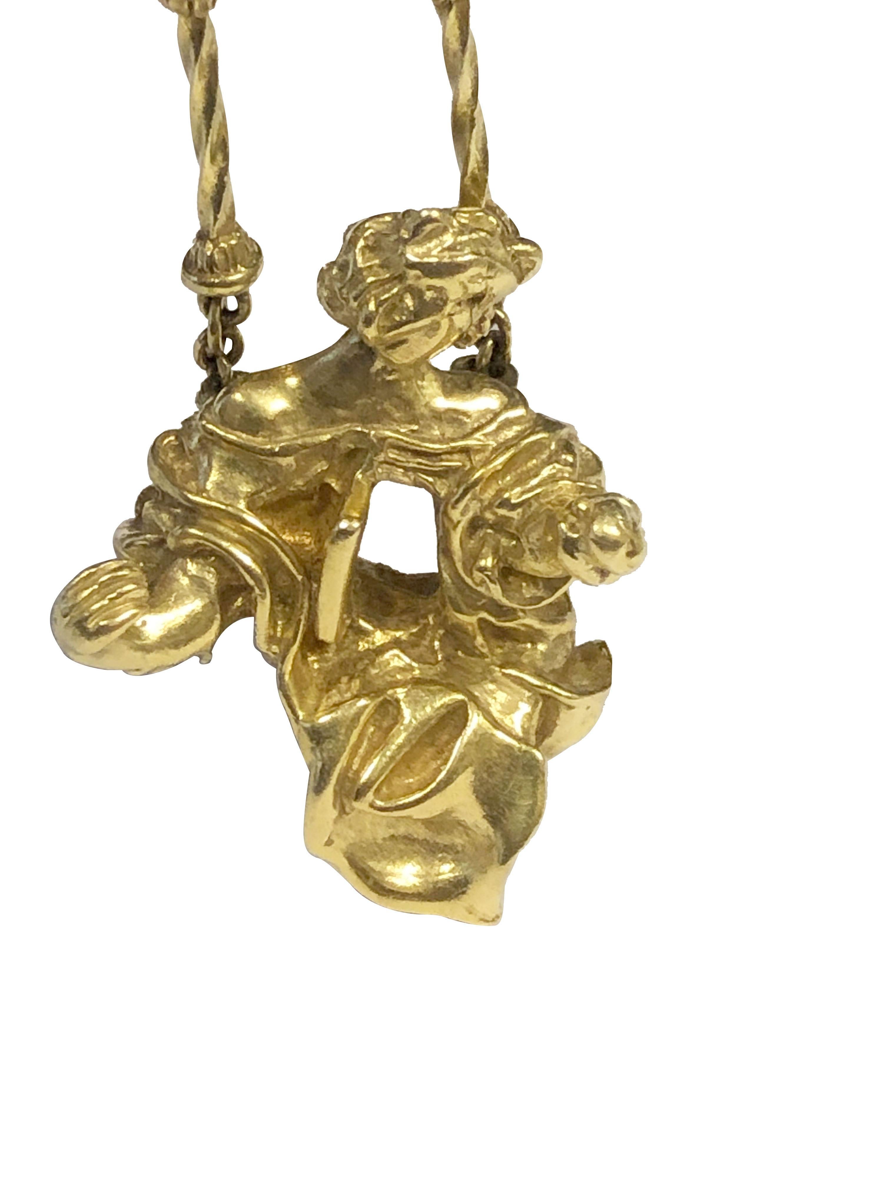 Women's or Men's Salvador Dali Madonna De Port Lligat Yellow Gold Necklace  For Sale
