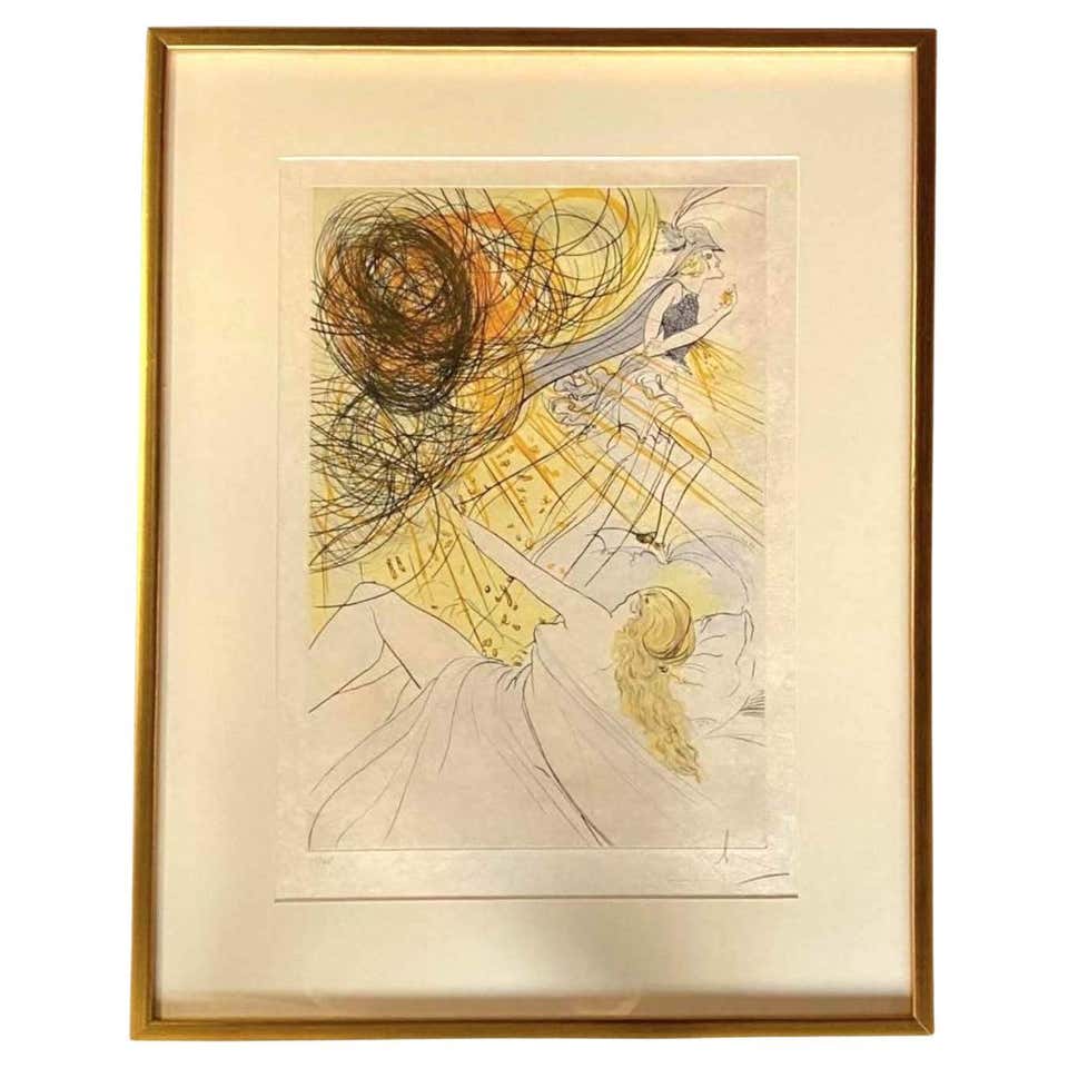 Salvador Dali Original Signed Lithographs With Applied Gold Archival Framing At 1stdibs