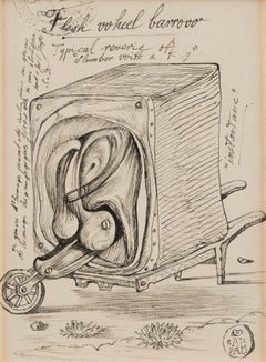 Flesh Wheel Barrow by Salvador Dalí - Drawing, Ink on paper, Surrealist art