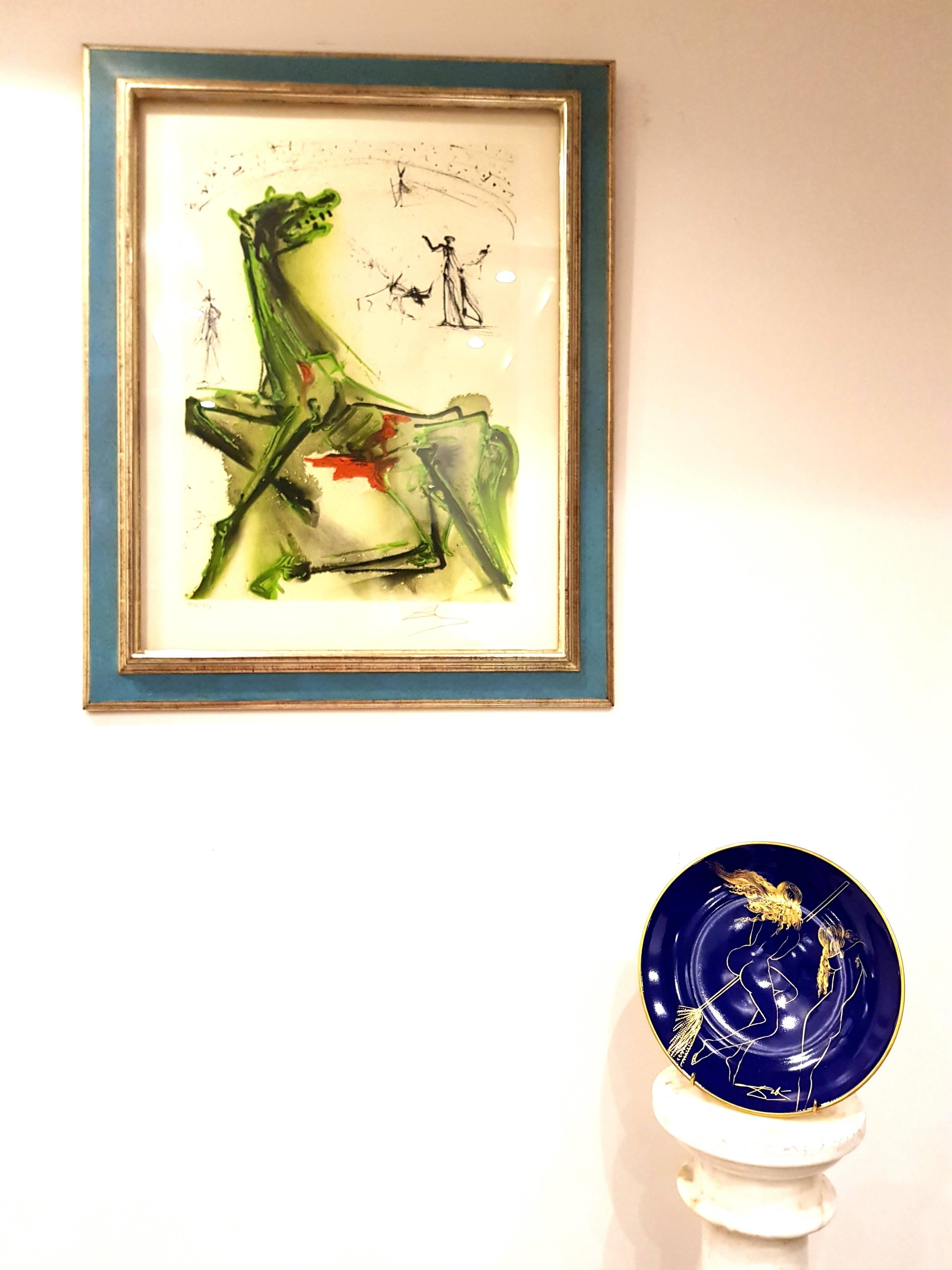 Sabat - Limoges Porcelain Blue and Gold - Modern Mixed Media Art by (after) Salvador Dali