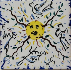 Salvador Dali 1954 Surrealist Ceramic Tile Suite Catalane Enamel Glaze Painting
