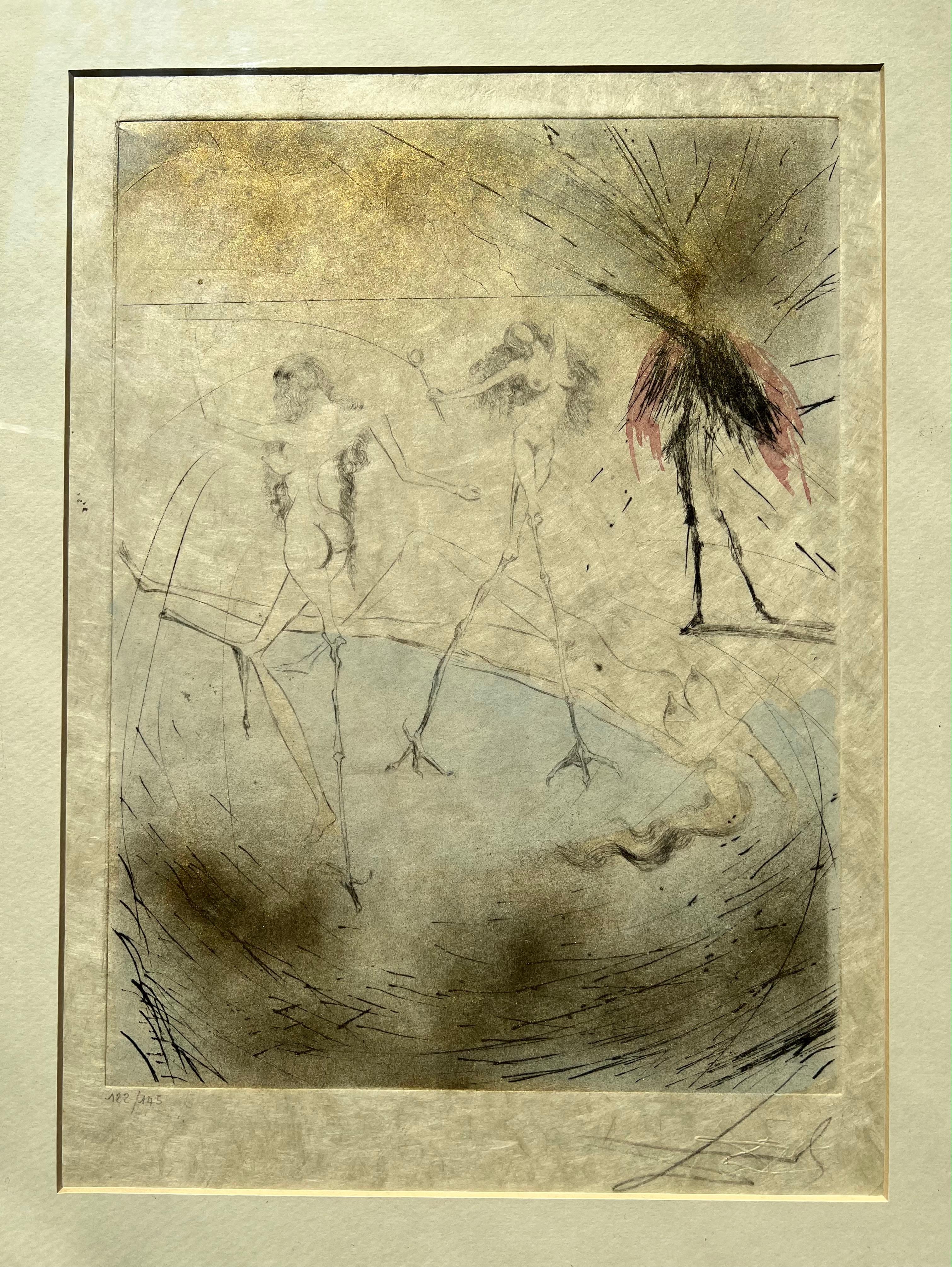 Salvador Dal  Femmes Poules ( Hen Women ) hand Aquarellierte Kaltnadelradierung 7