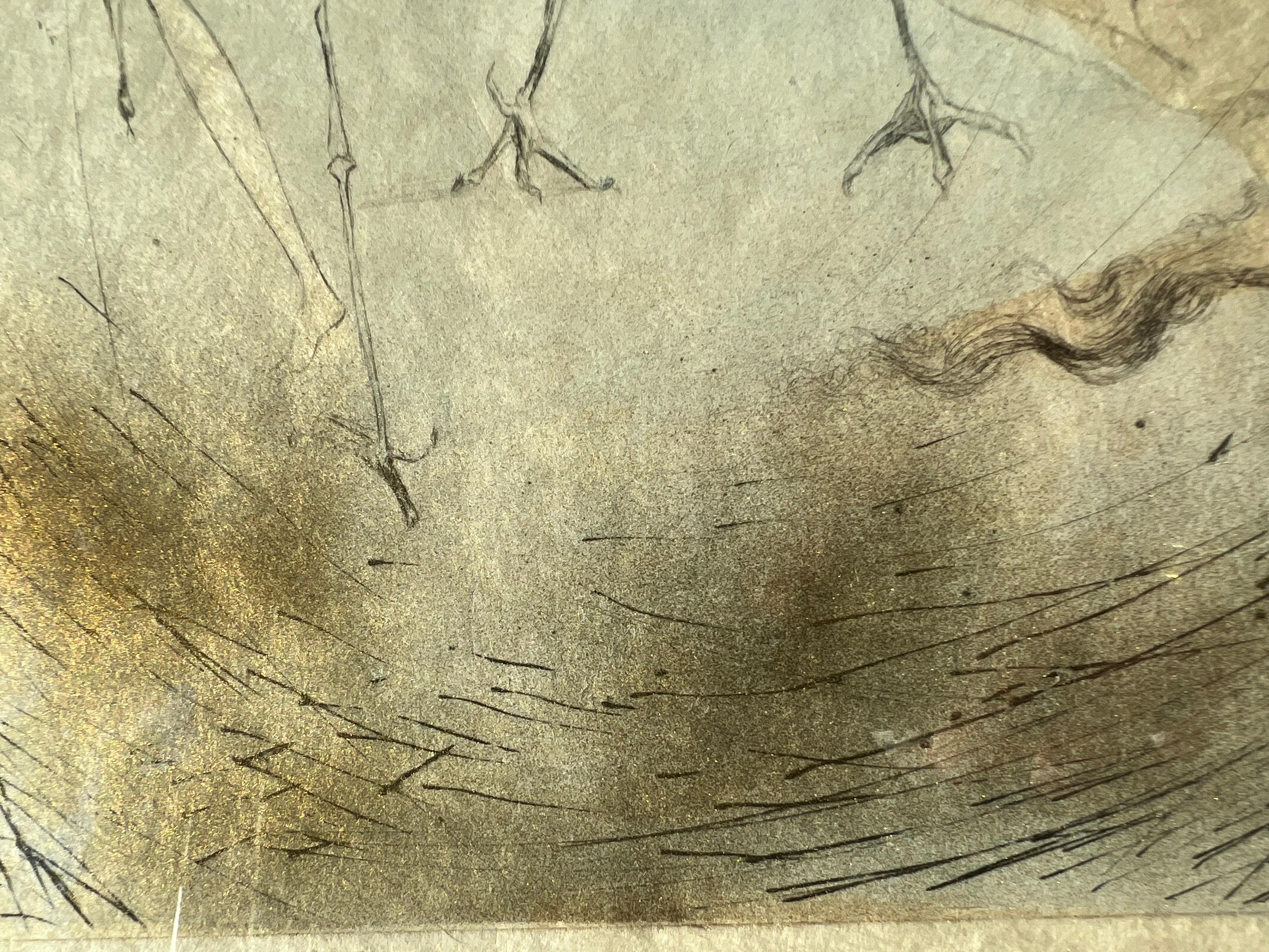 Salvador Dal  Femmes Poules ( Hen Women ) hand Aquarellierte Kaltnadelradierung 5