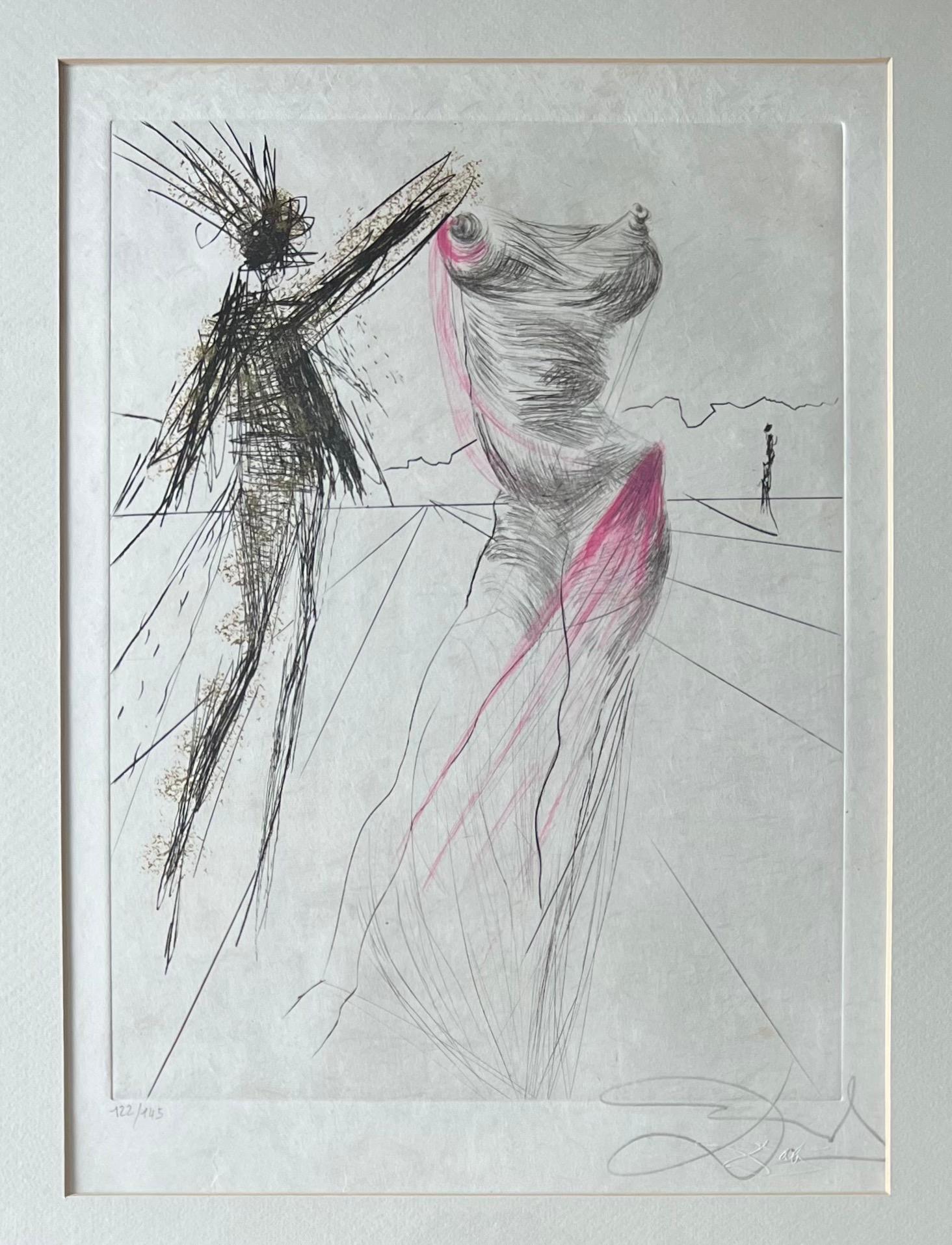 hand watercolored drypoint etching on extremely fine Japanese paper, edited in 1968
limited edition, numbered in lower left corner 122/145
signed in pencil by artist in lower right corner
paper size: 38.5 x 28.5 cm
framed size: 58 x 48 cm
very good
