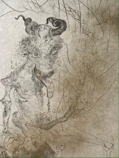 Salvador Dalí – Tête de veau ( Calf’s Head ) – hand watercolored drypoint etchin