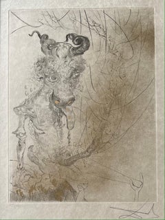 Salvador Dalí – Tête de veau ( Calf’s Head ) – hand watercolored drypoint etchin