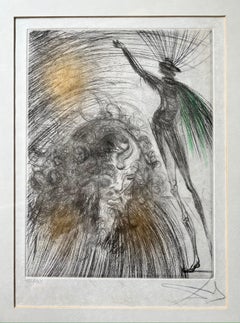 Salvador Dalí – Vieux Faust ( Old Faust ) – hand watercolored drypoint etching