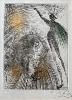 Salvador Dalí – Vieux Faust ( Old Faust ) – hand watercolored drypoint etching 