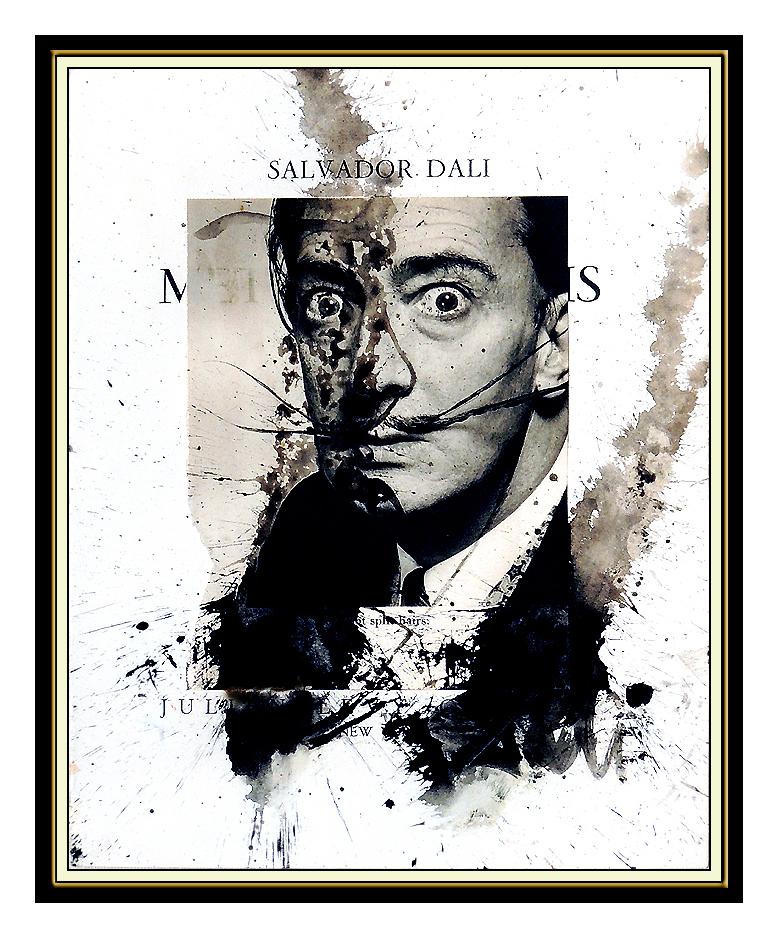 Salvador Dali Original Gouache Painting Signed Self Portrait Surreal Framed Art (Beige), Animal Painting, von Salvador Dalí