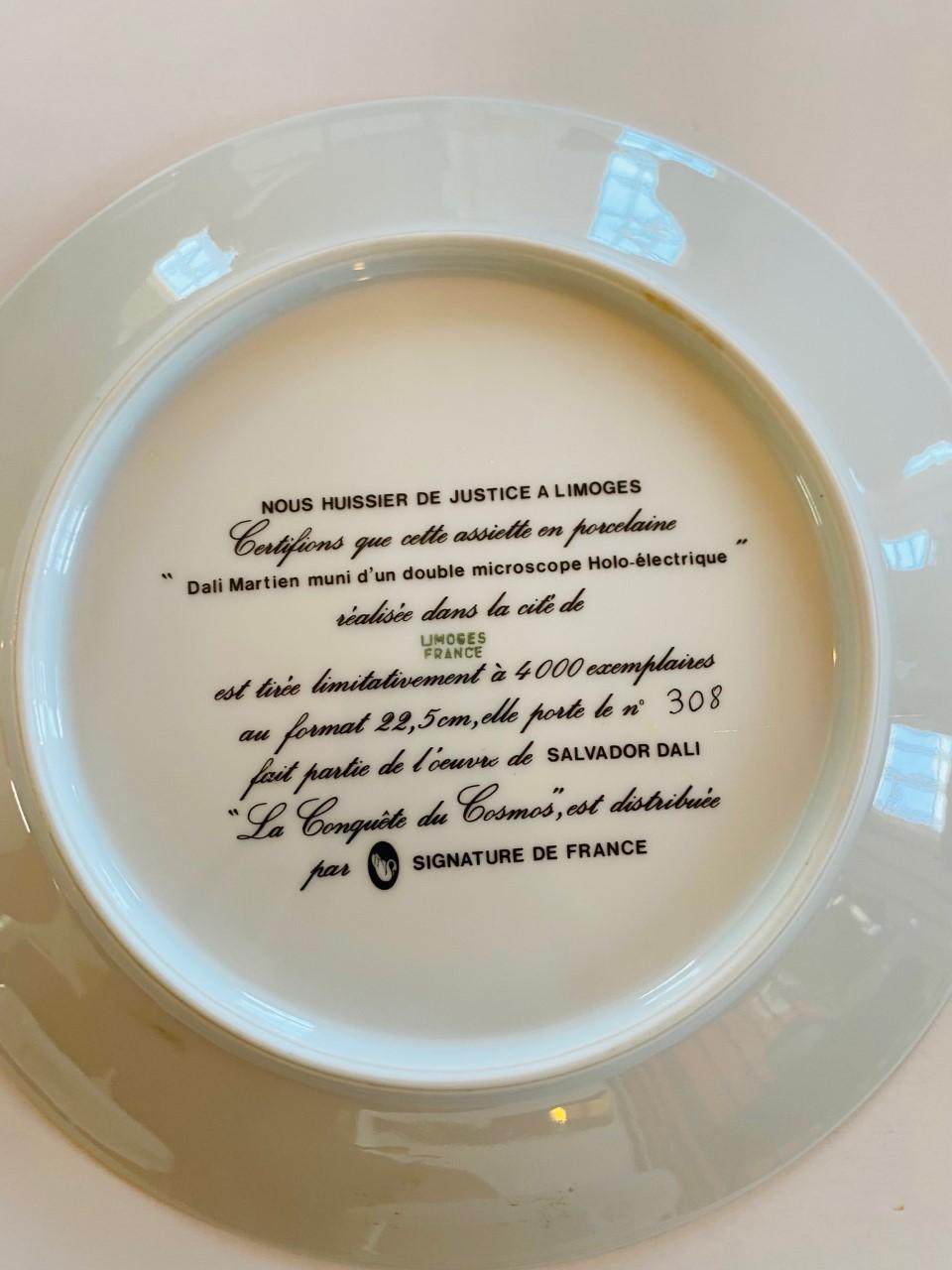 Art Nouveau Salvador Dali Porcelain Plates “Le Conquete du Cosmos” by Limoges Set of 6 For Sale
