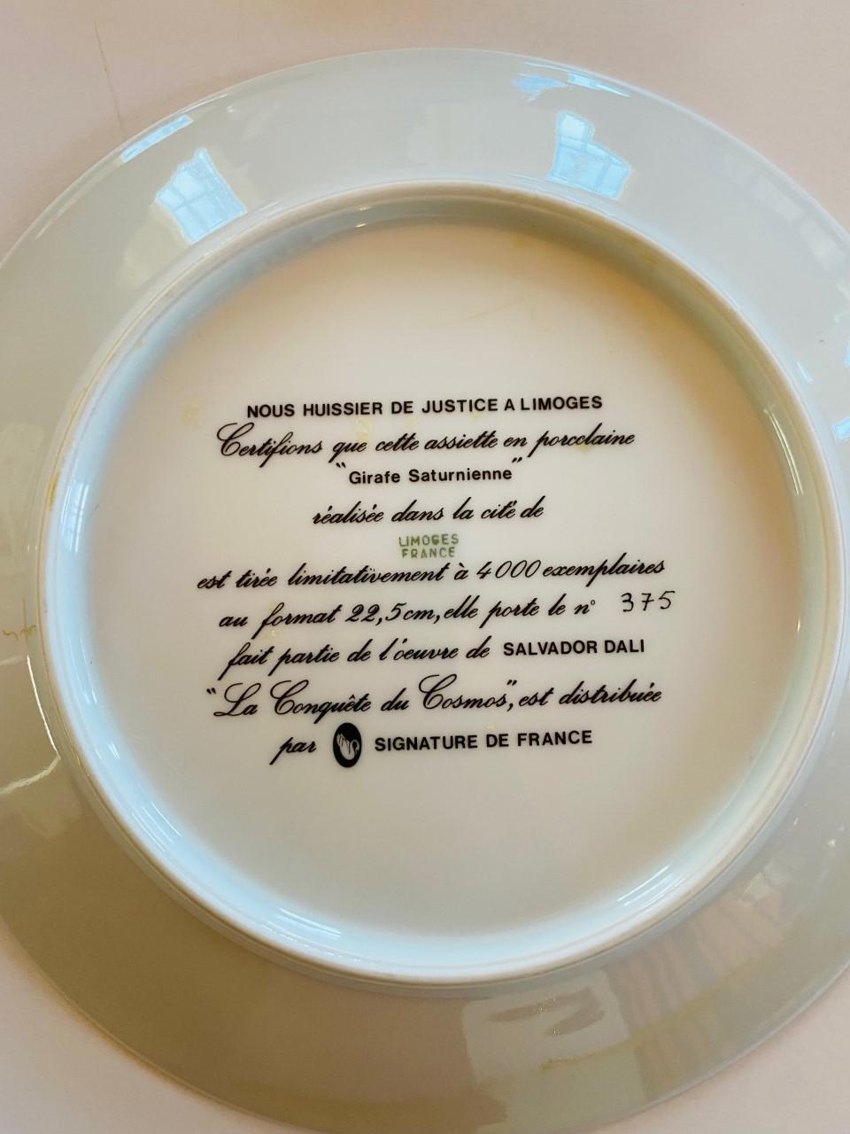 French Salvador Dali Porcelain Plates “Le Conquete du Cosmos” by Limoges Set of 6 For Sale
