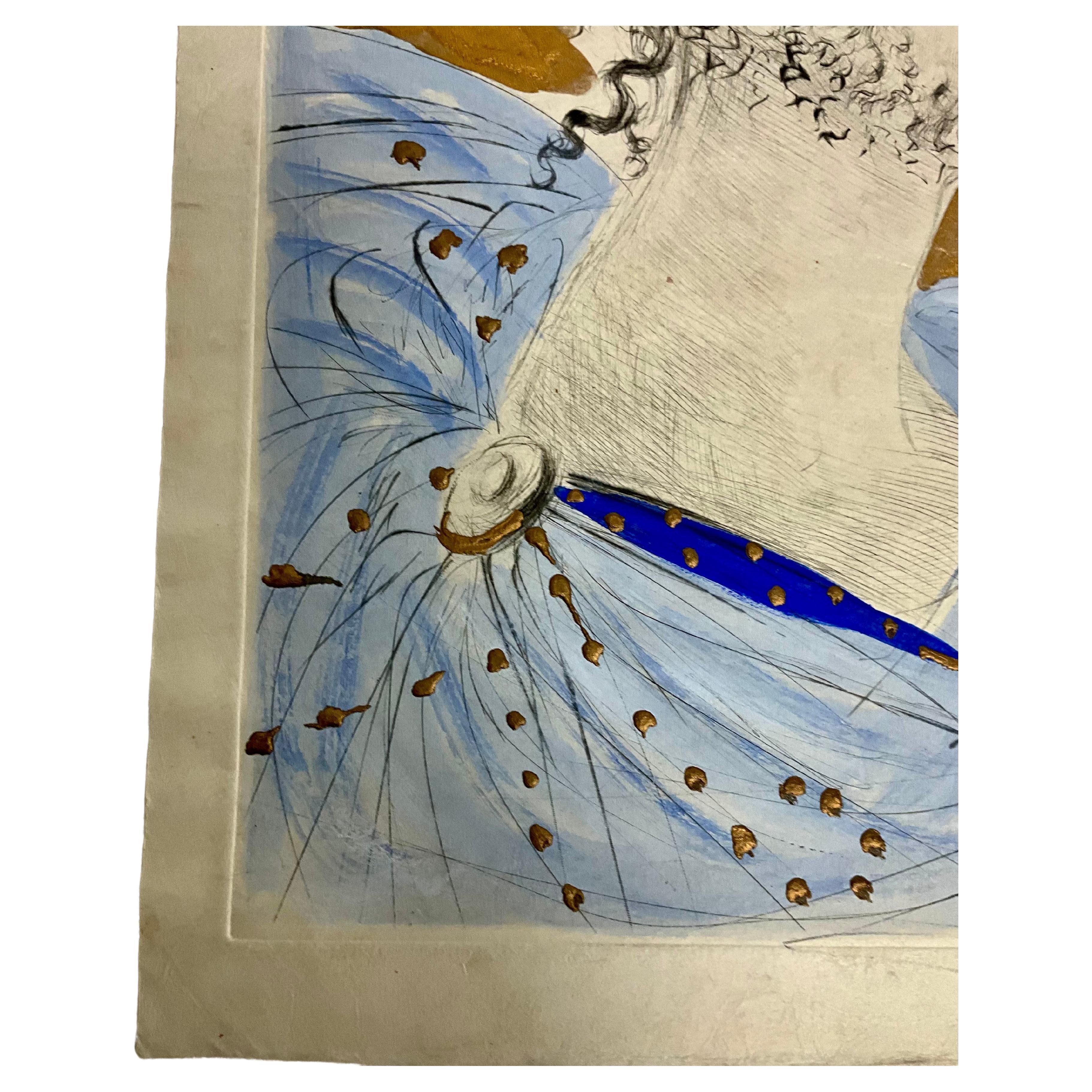 Artist: Salvador Dali
Title: Portrait of Ronsard
Series: Les Amours de Cassandre
Date: 1968
Medium: Drypoint with added color on japon
Unframed Dimensions: 15.25