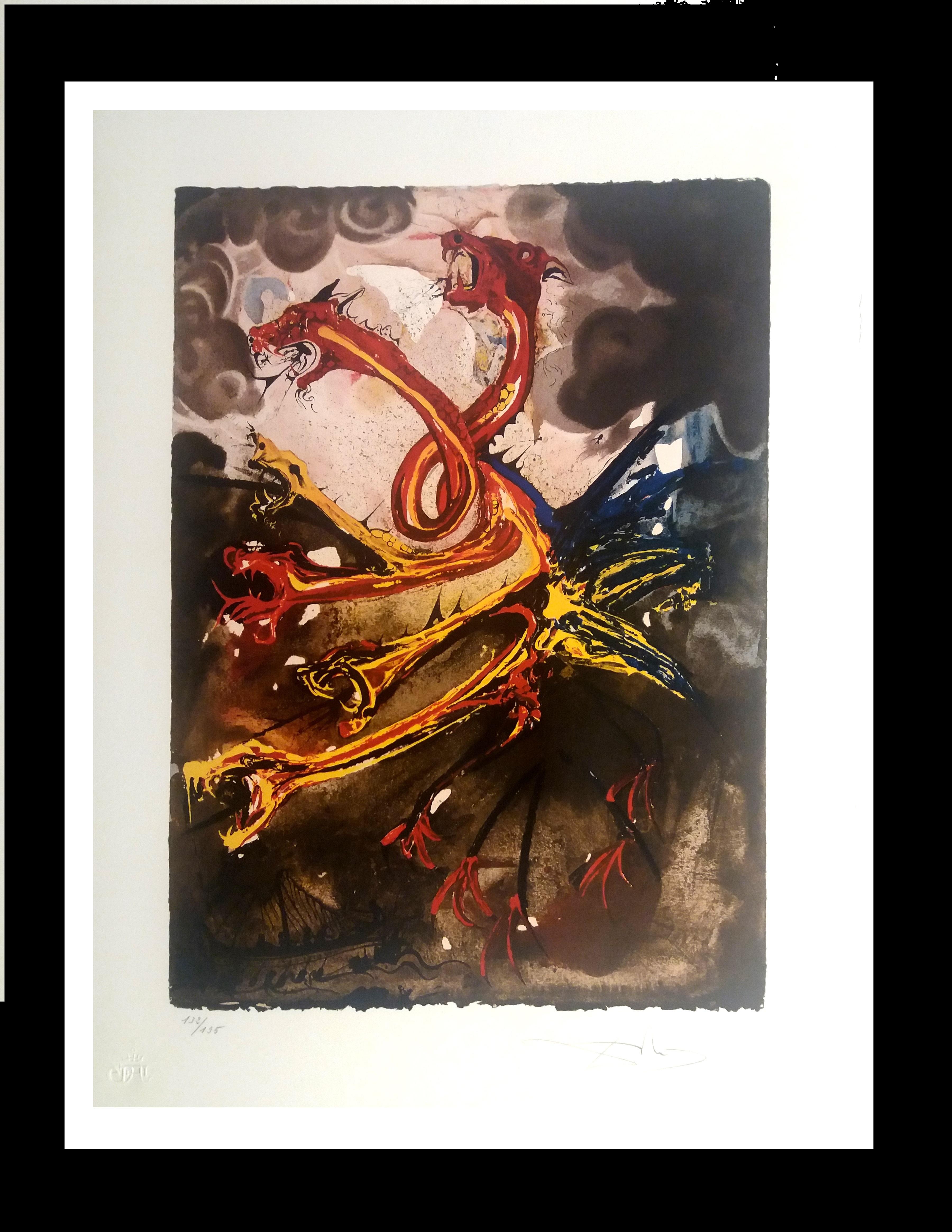 Salvador Dalí Abstract Print -  " L´Hydre" lithograph certificate painting