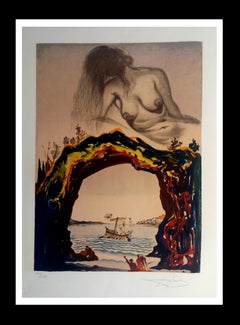 Vintage  " La Sirene" lithograph certificate painting