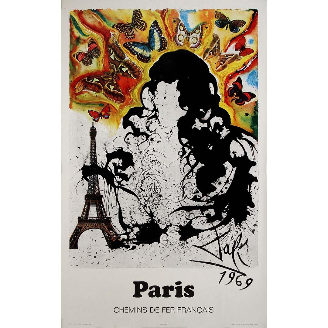 Affiche originale de Dali de 1970 - Paris Chemins de fer français - Print de Salvador Dalí