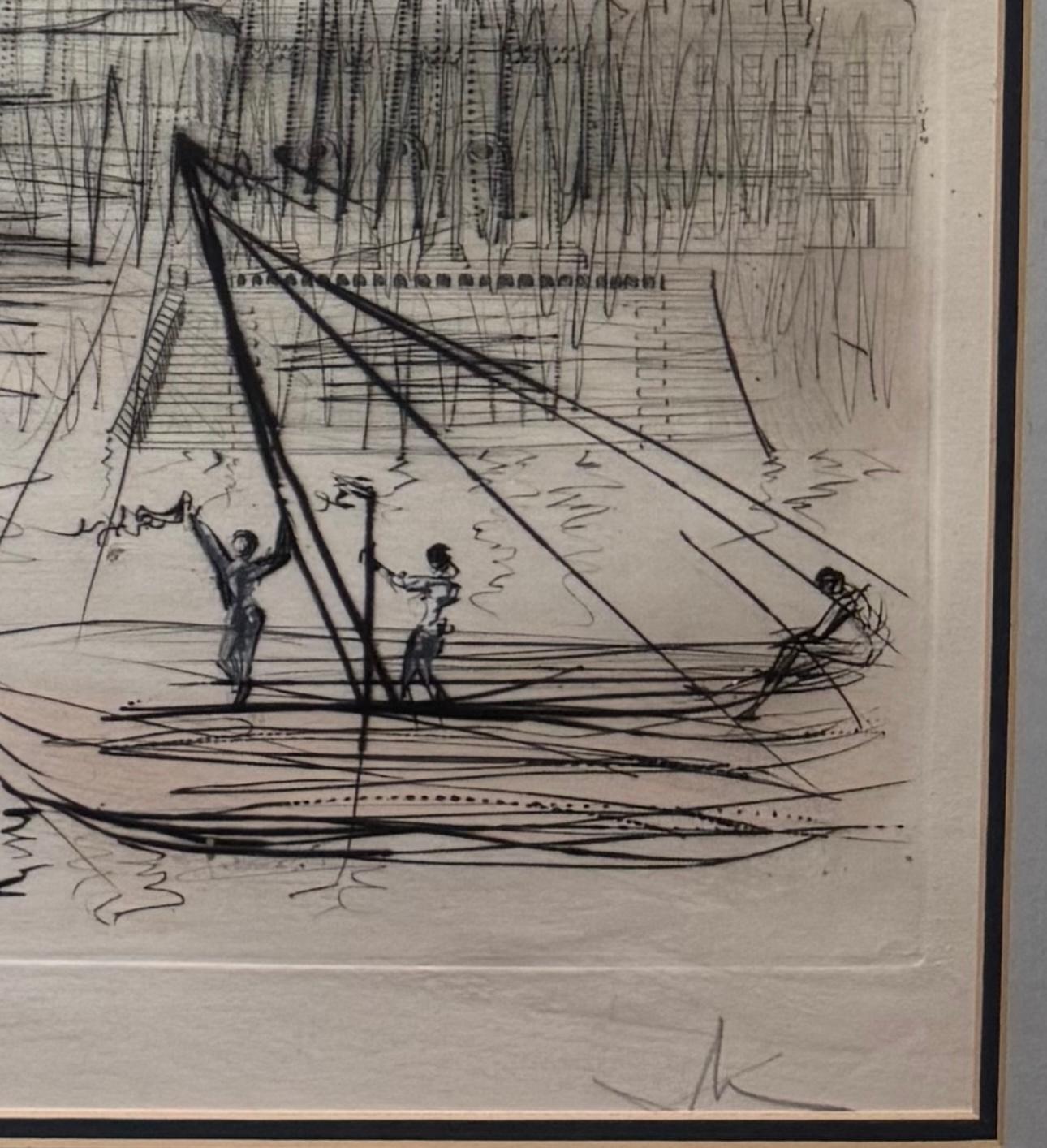 1971 L'Académie de Paris, Pencil Signed EA Colorful Etching en vente 5