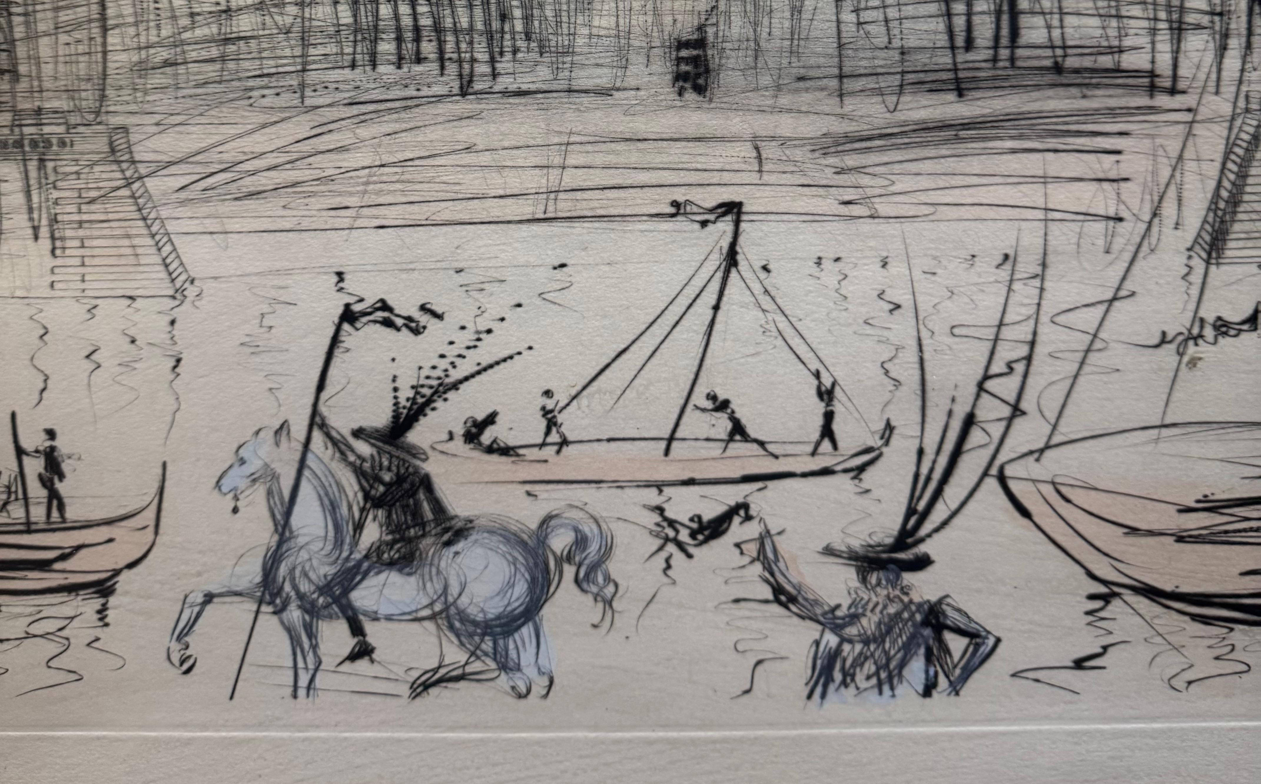 1971 L'Académie de Paris, Pencil Signed EA Colorful Etching en vente 2