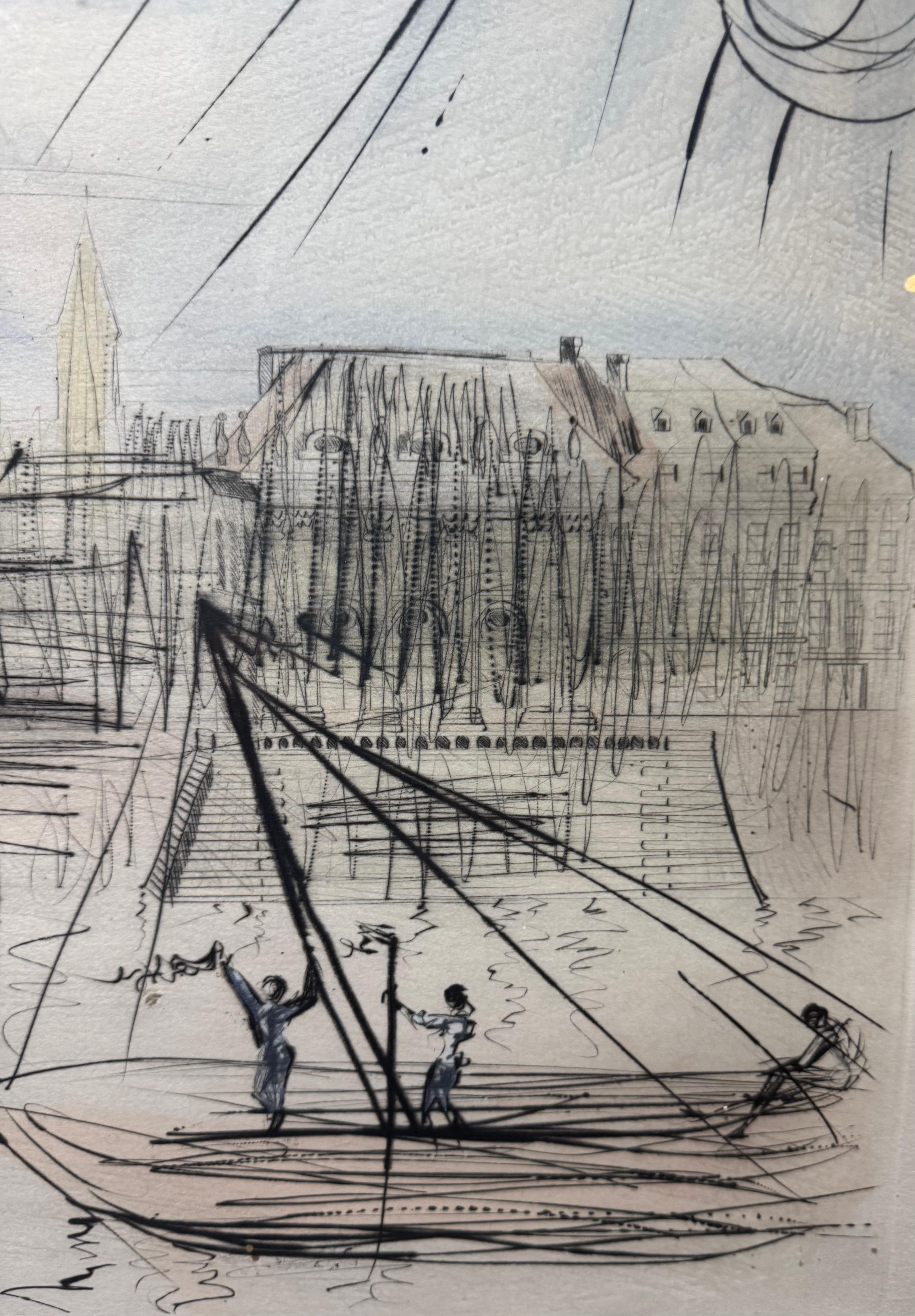 1971 L'Académie de Paris, Pencil Signed EA Colorful Etching en vente 3