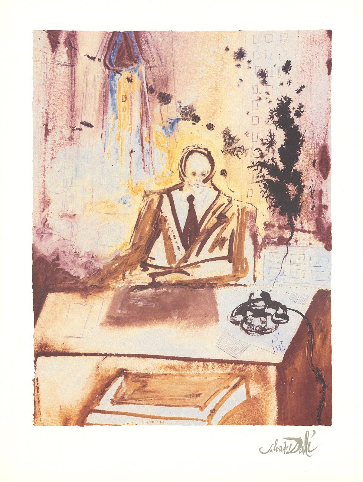 1989 Salvador Dali 
The Businessman
 Surrealism Multicolor, Brown France Offset - Print by Salvador Dalí