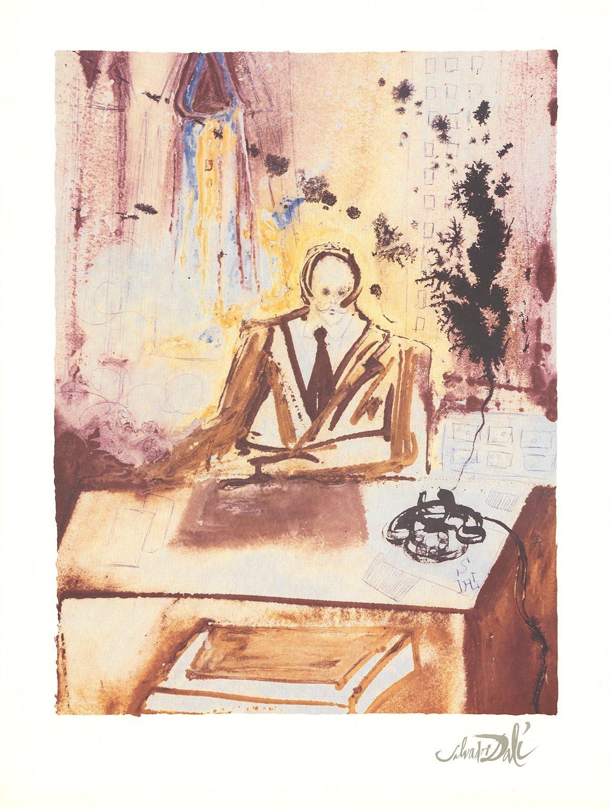 1989 Salvador Dali 'The Businessman' Surrealism Multicolor, Brown France Offset  - Print by Salvador Dalí